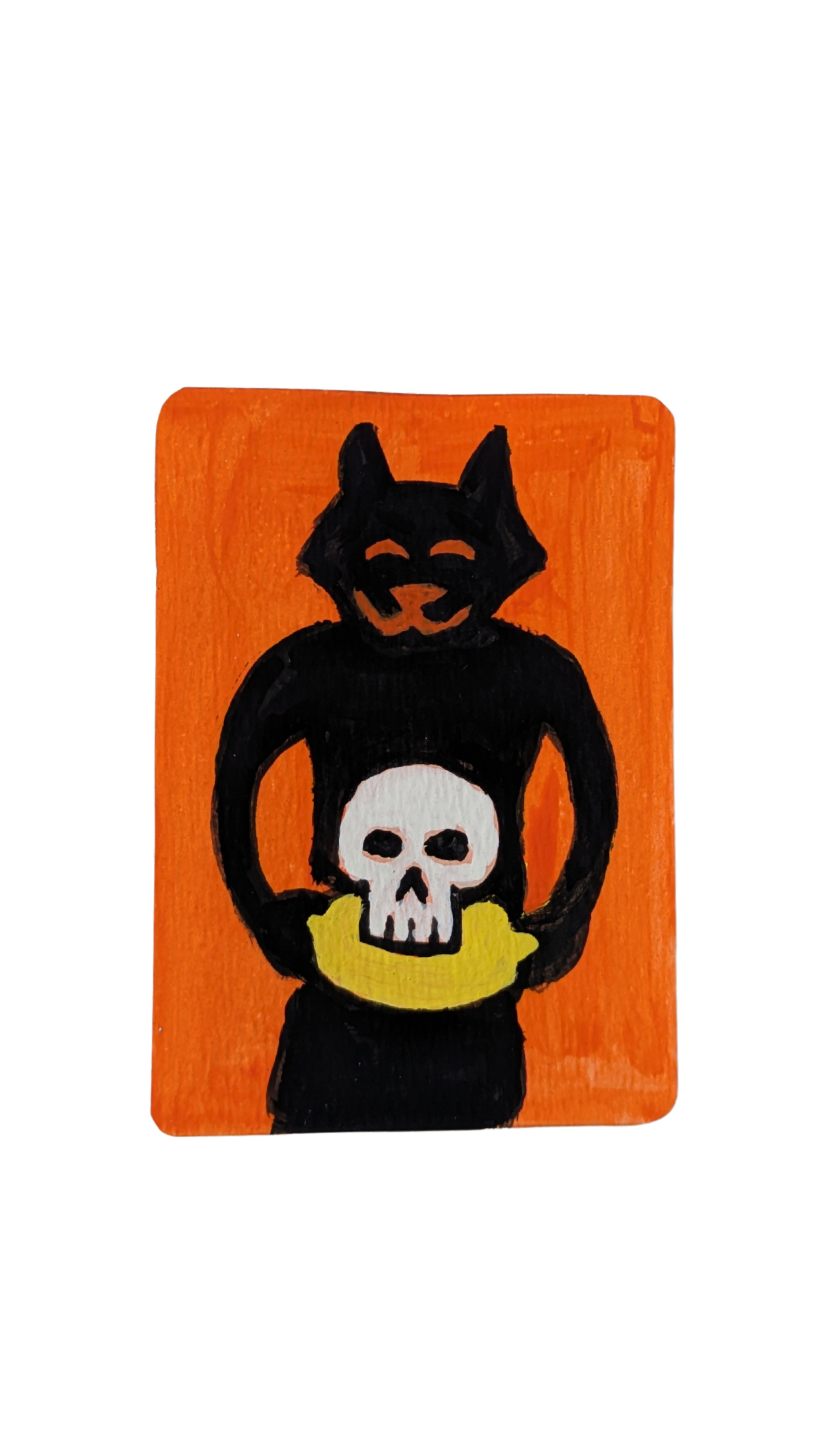 Black Cat Holding Skull 2