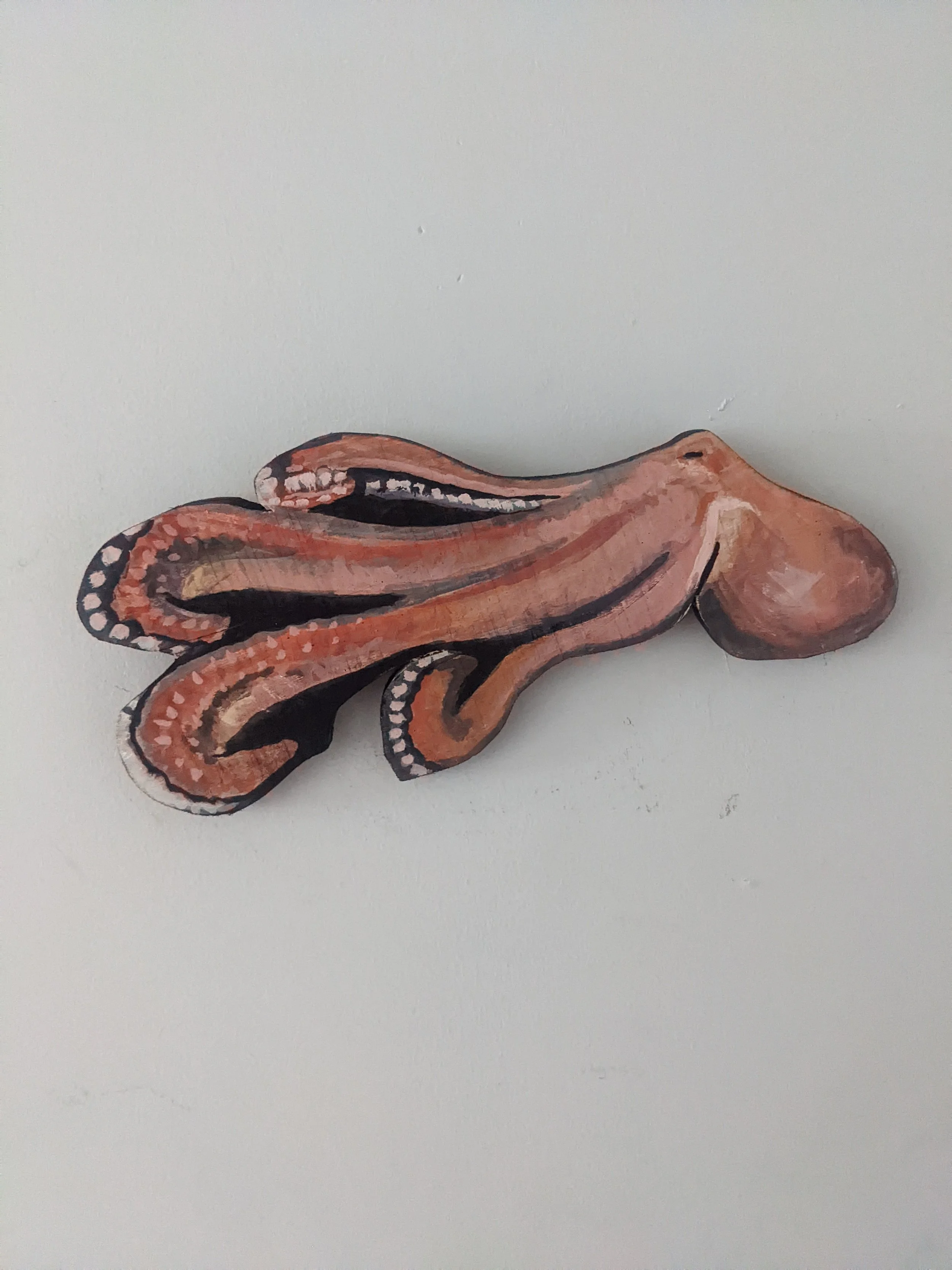 "Common Octopus" 2023 - casein on wood, Private Collection