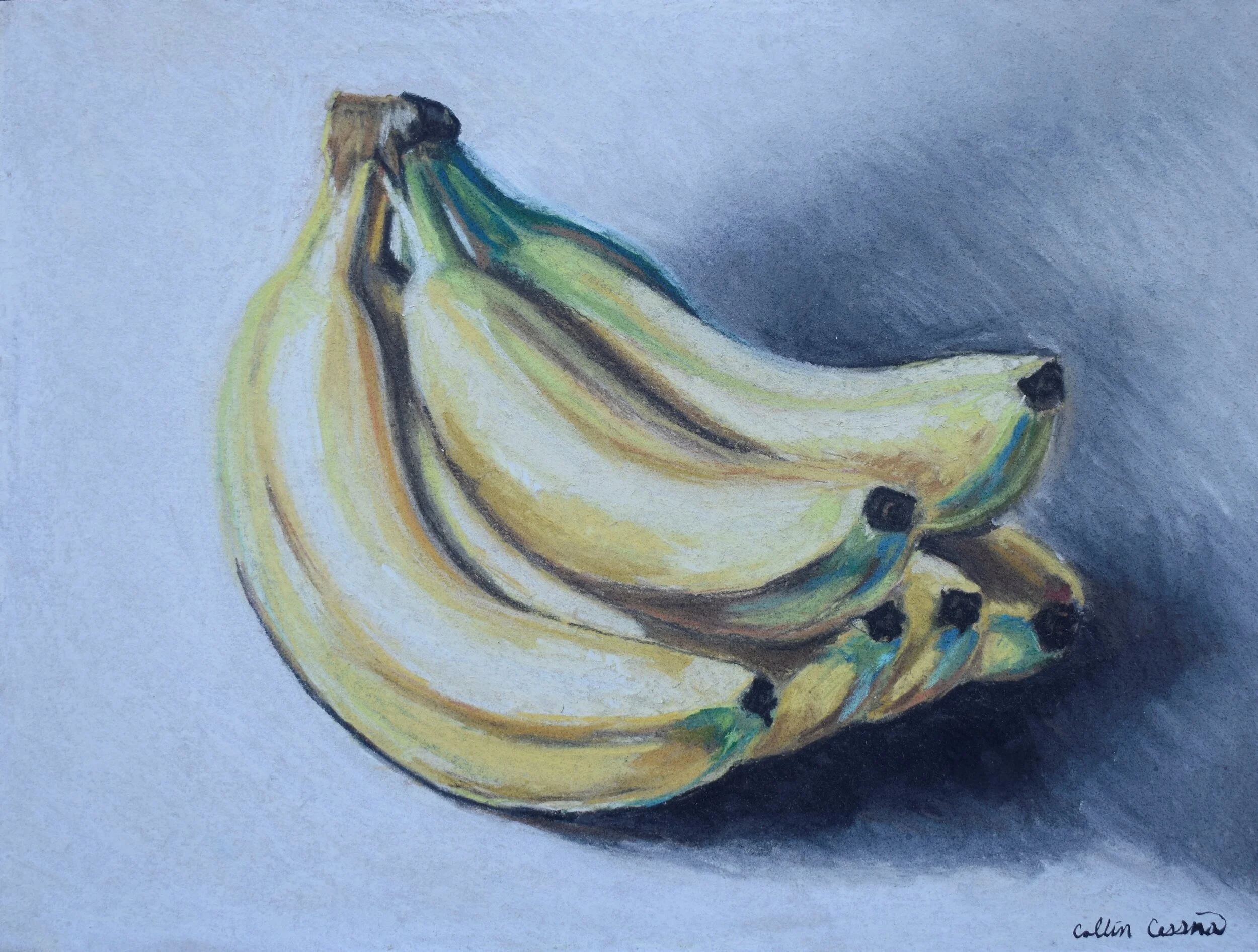 Banana pastel drawing still life Collin Cessna fruit fruits