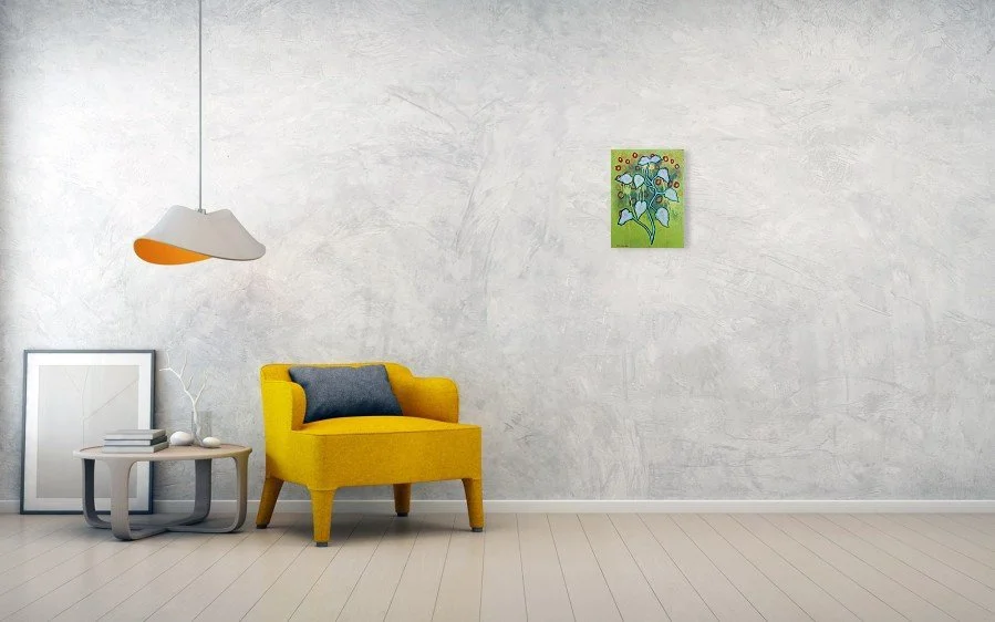 Collin Cessna Artist Baltimore paints hollyhocks abstract floral mixed media painting spray paint md