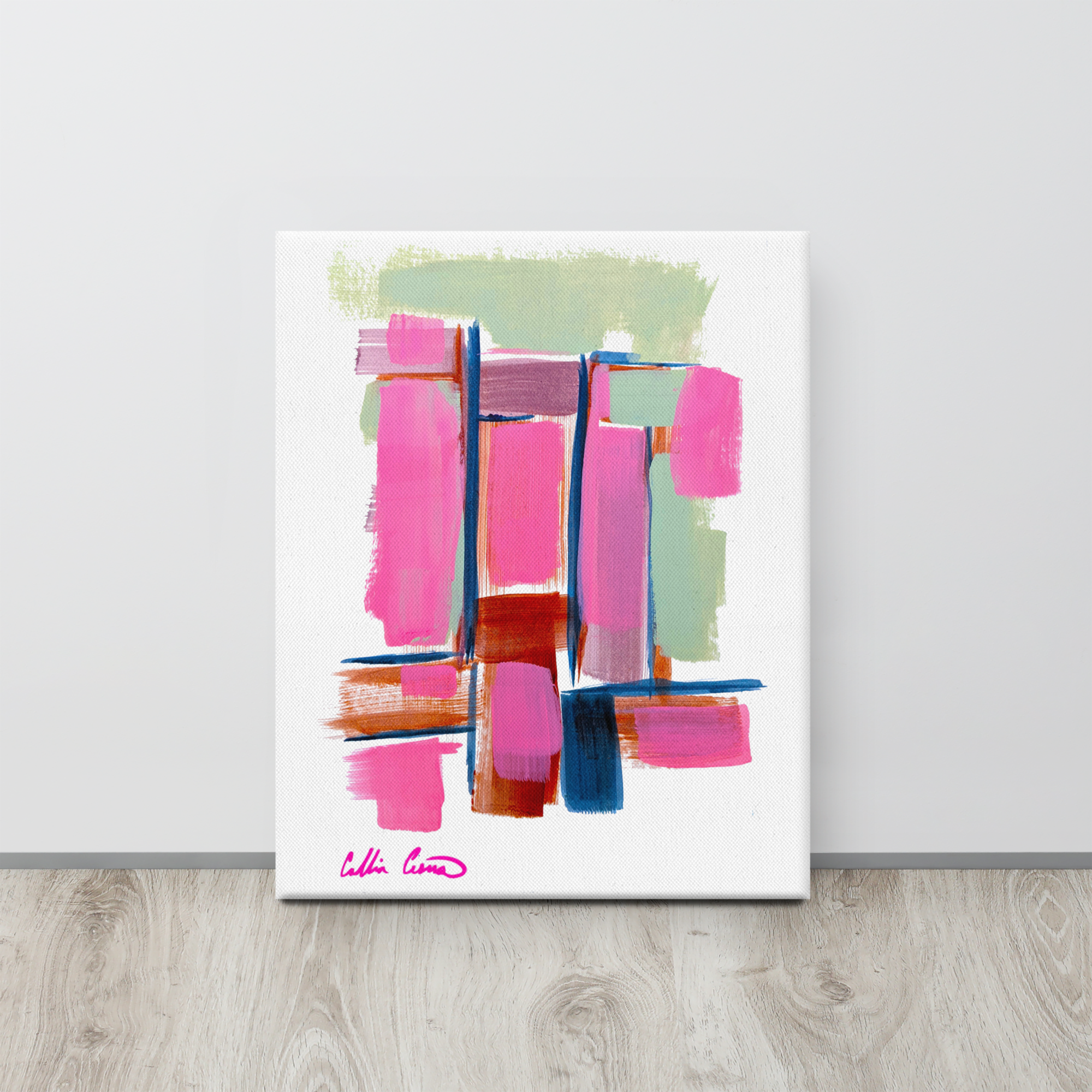 Collin Cessna large abstract pink artwork modern art minimalism mondrian inspired Baltimore Artist