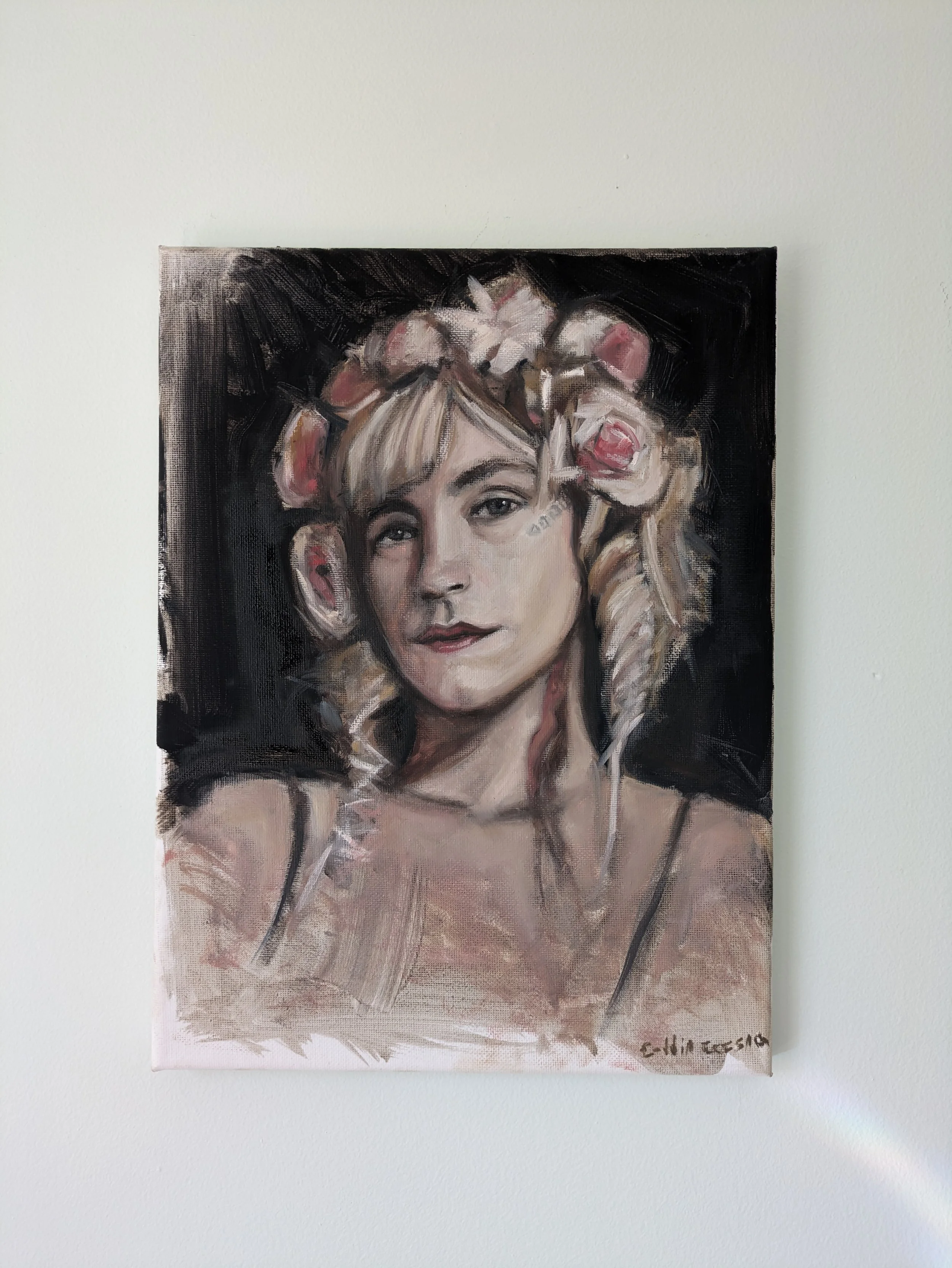 Collin Cessna paints a portrait of sierra ferrell country singer original painting art artwork gems on vhs