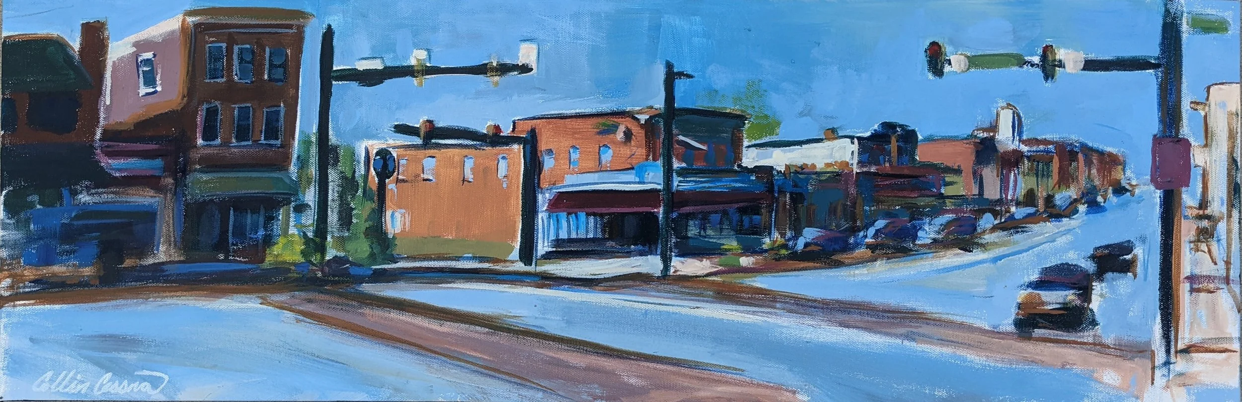 Collin Cessna Baltimore Artist paints Emmas Tea Spot on Harford Road in Hamilton Maryland MD Rt 147