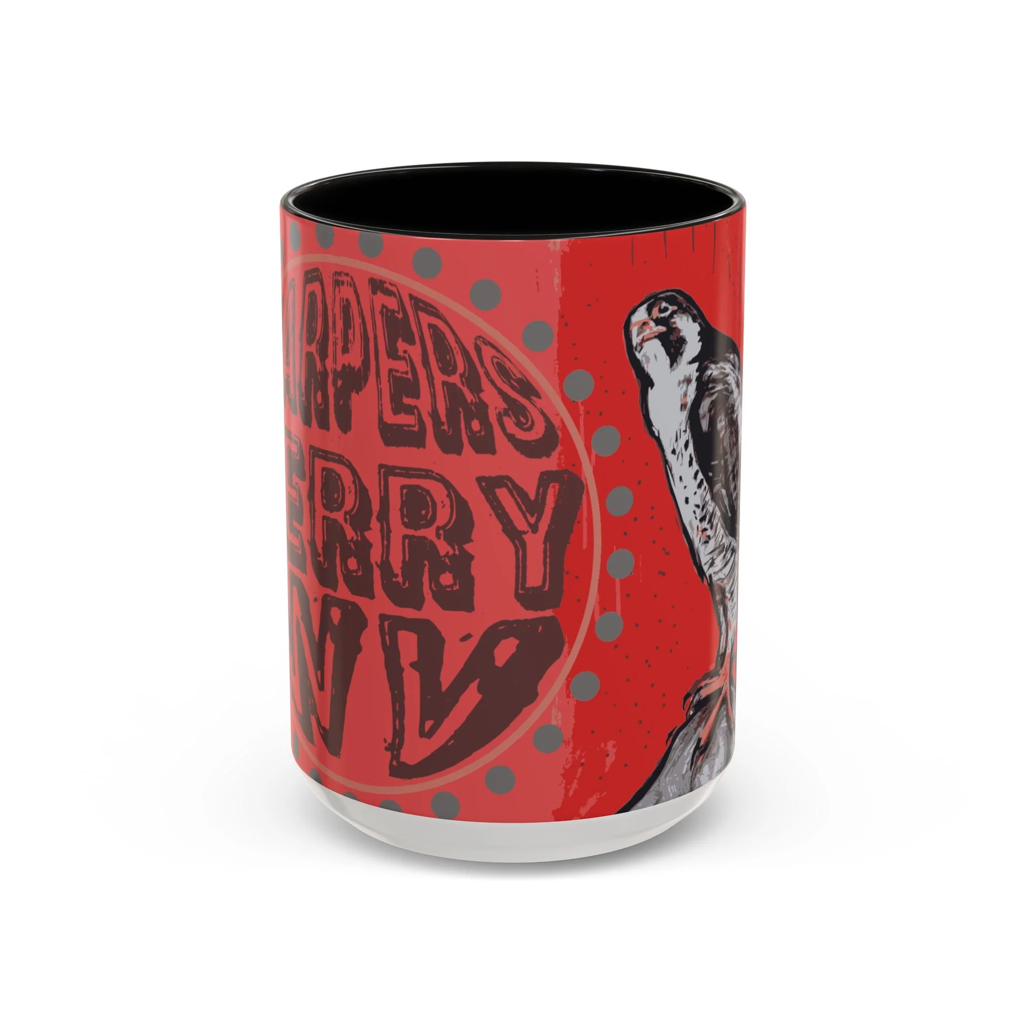 Accent Coffee Mug — Bold Red Peregrine Falcon Design by Collin Cessna (11/15oz)