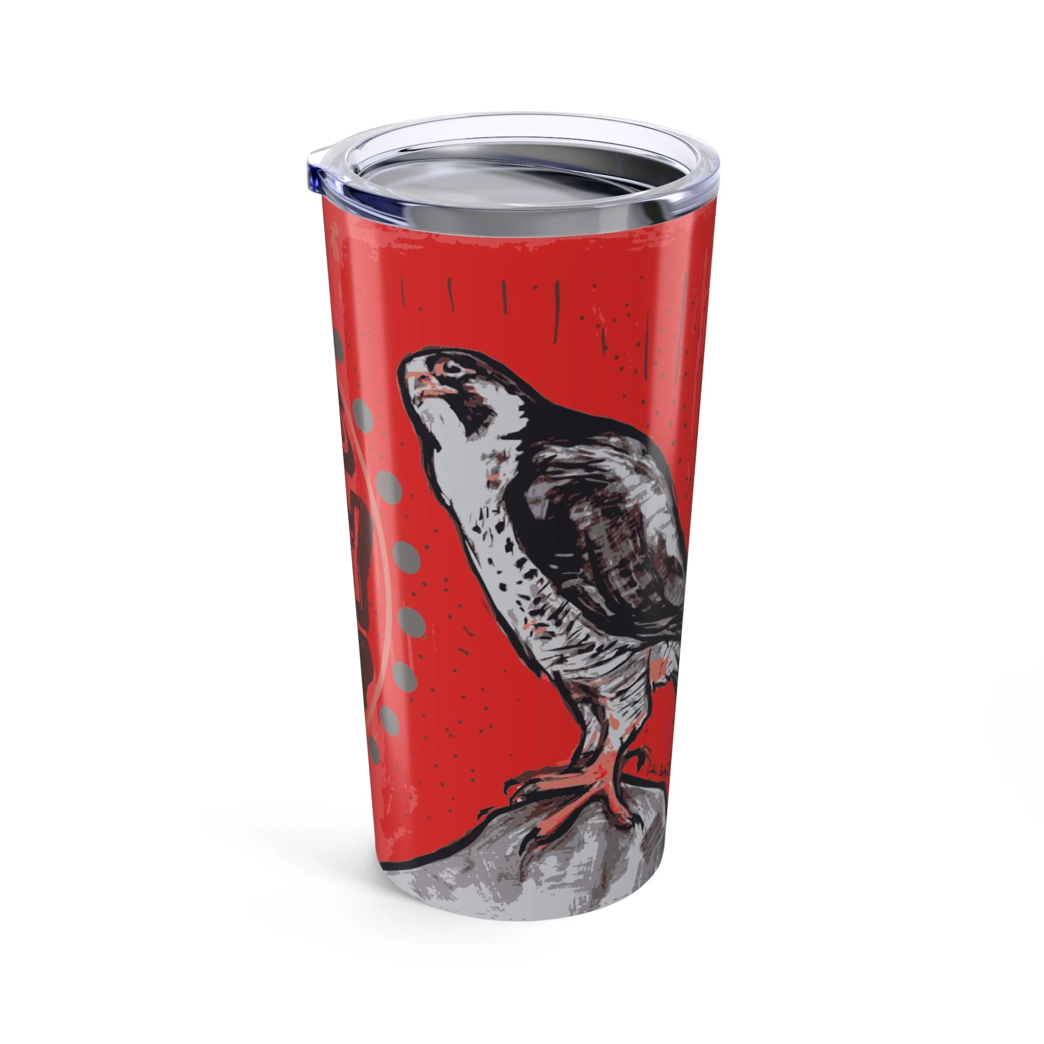 20oz Insulated Tumbler — Peregrine Falcon Artwork by Collin Cessna 'Hunters Berry' Graphic Travel Mug