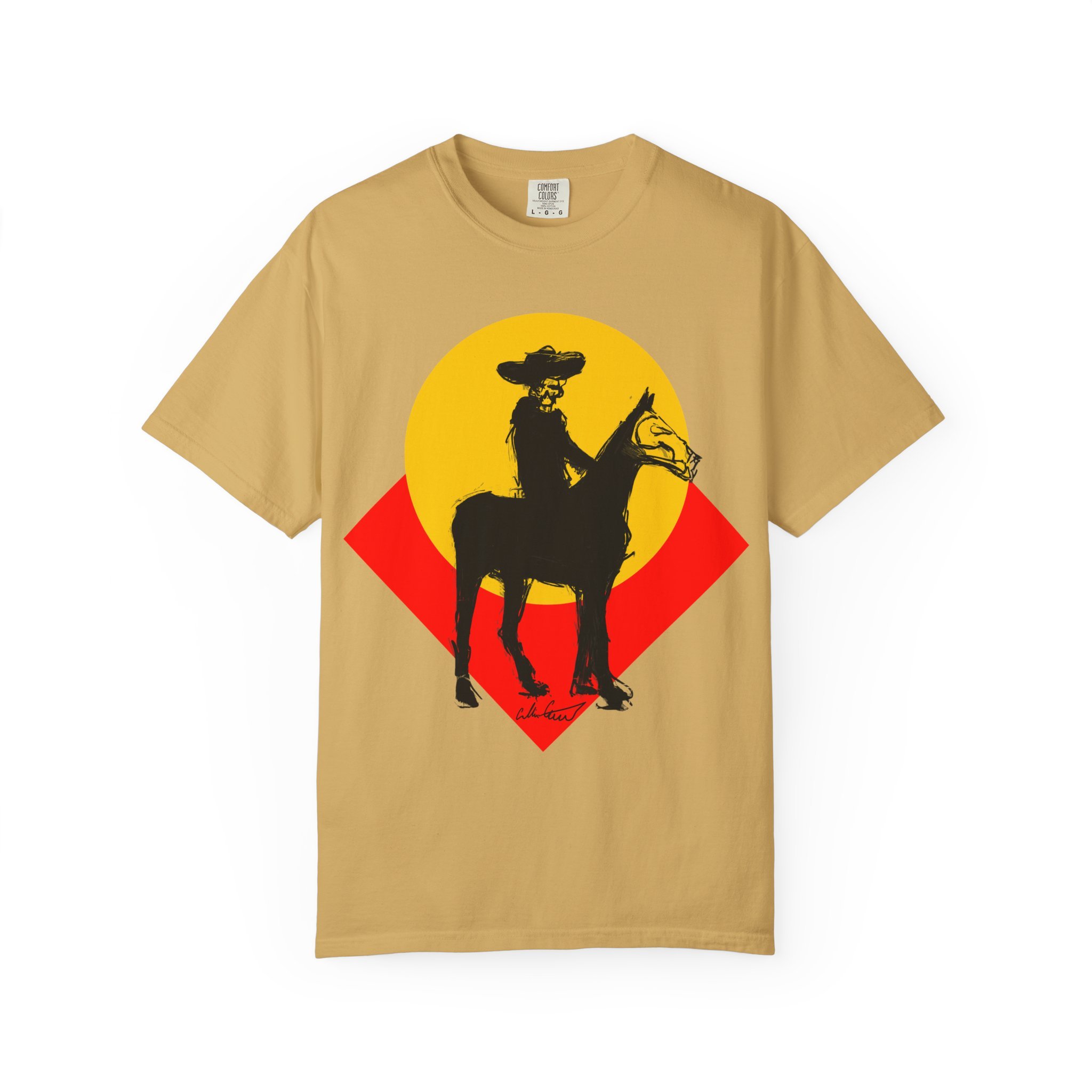 Cowboy skull t shirt collin cessna riding horse cartoon western gear art artwork fun skeleton md