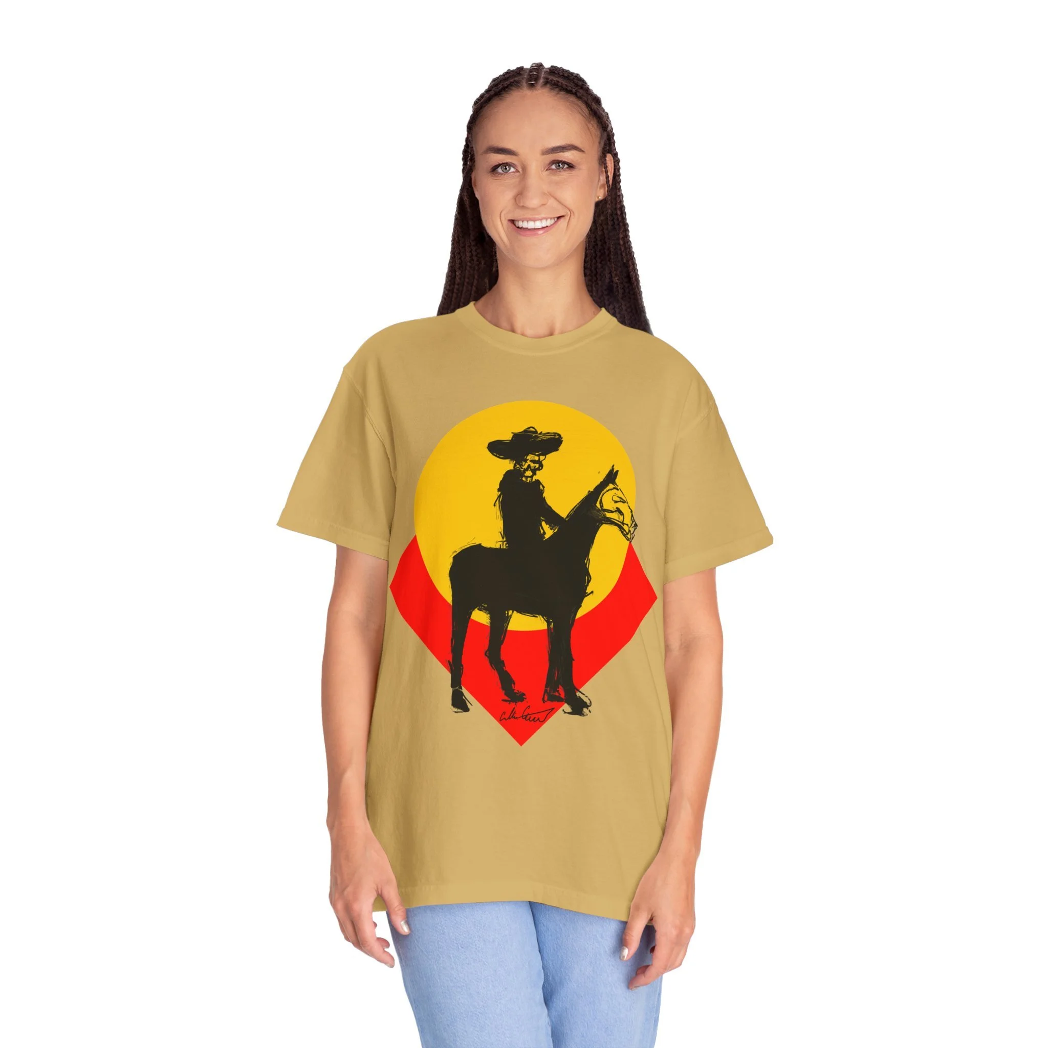 Cowboy skull t shirt collin cessna riding horse cartoon western gear art artwork fun skeleton md