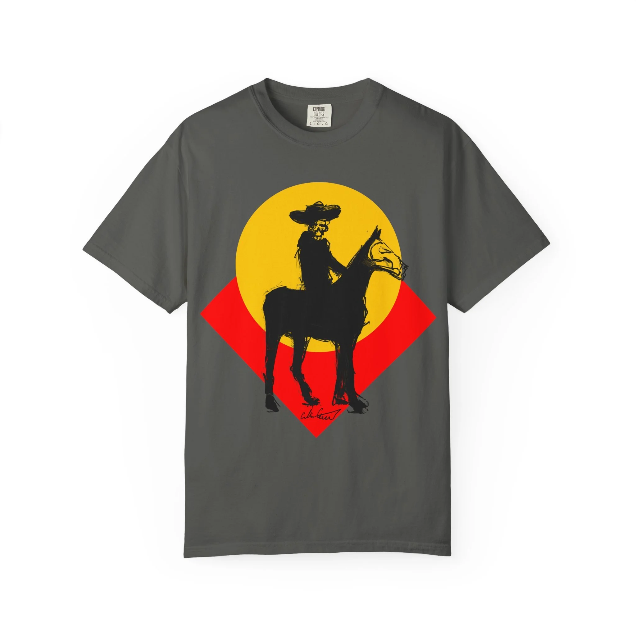 Cowboy skull t shirt collin cessna riding horse cartoon western gear art artwork fun skeleton md