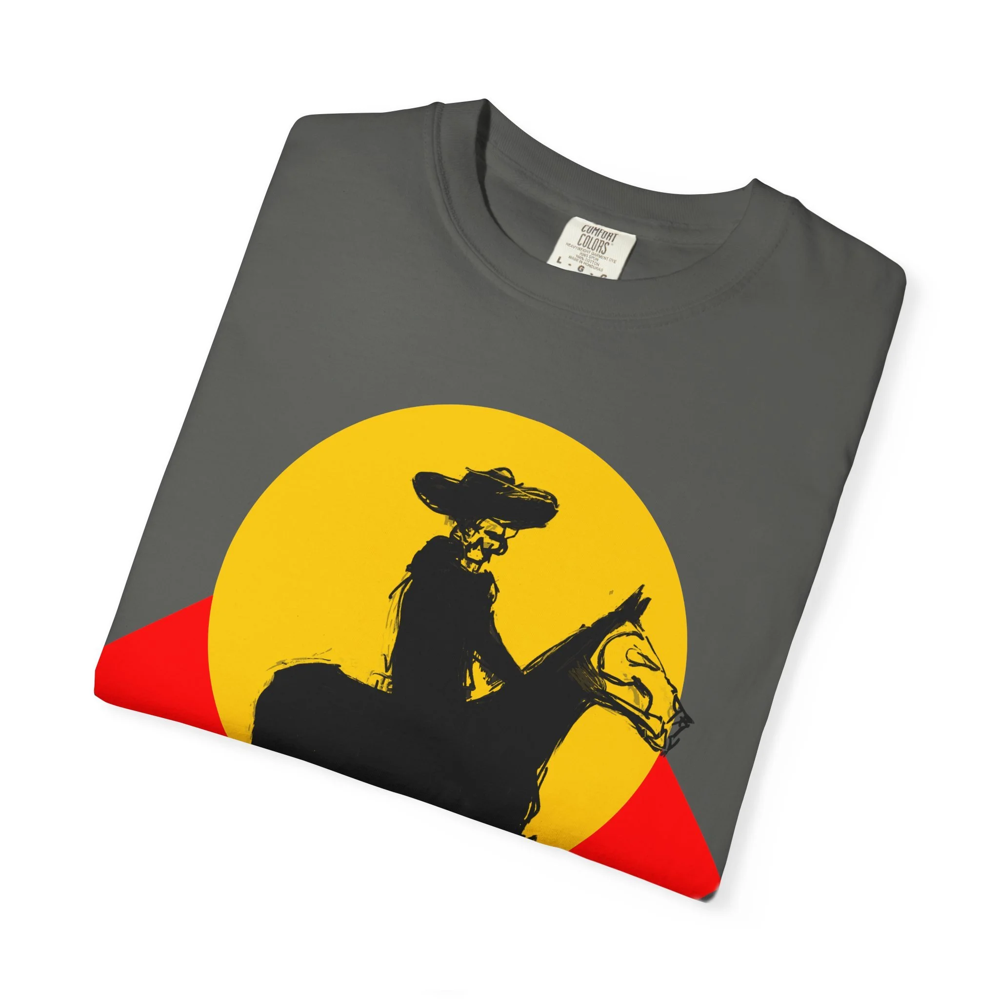 Cowboy skull t shirt collin cessna riding horse cartoon western gear art artwork fun skeleton md