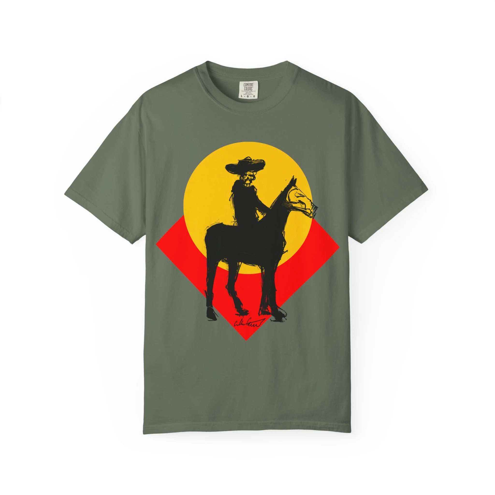 Cowboy skull t shirt collin cessna riding horse cartoon western gear art artwork fun skeleton md