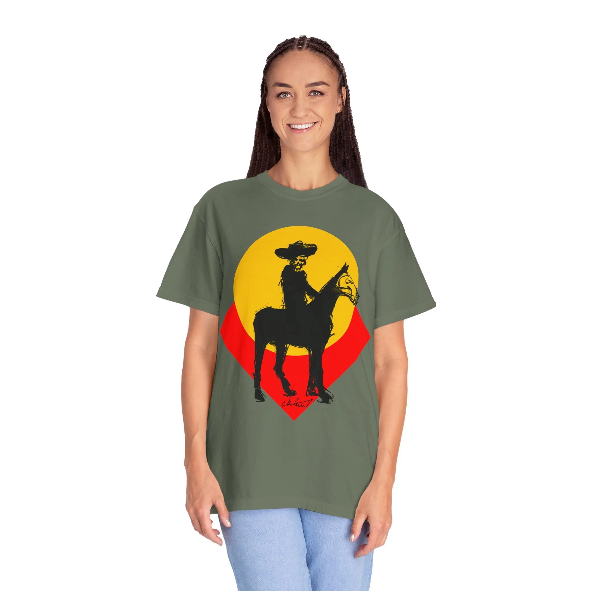 Cowboy skull t shirt collin cessna riding horse cartoon western gear art artwork fun skeleton md