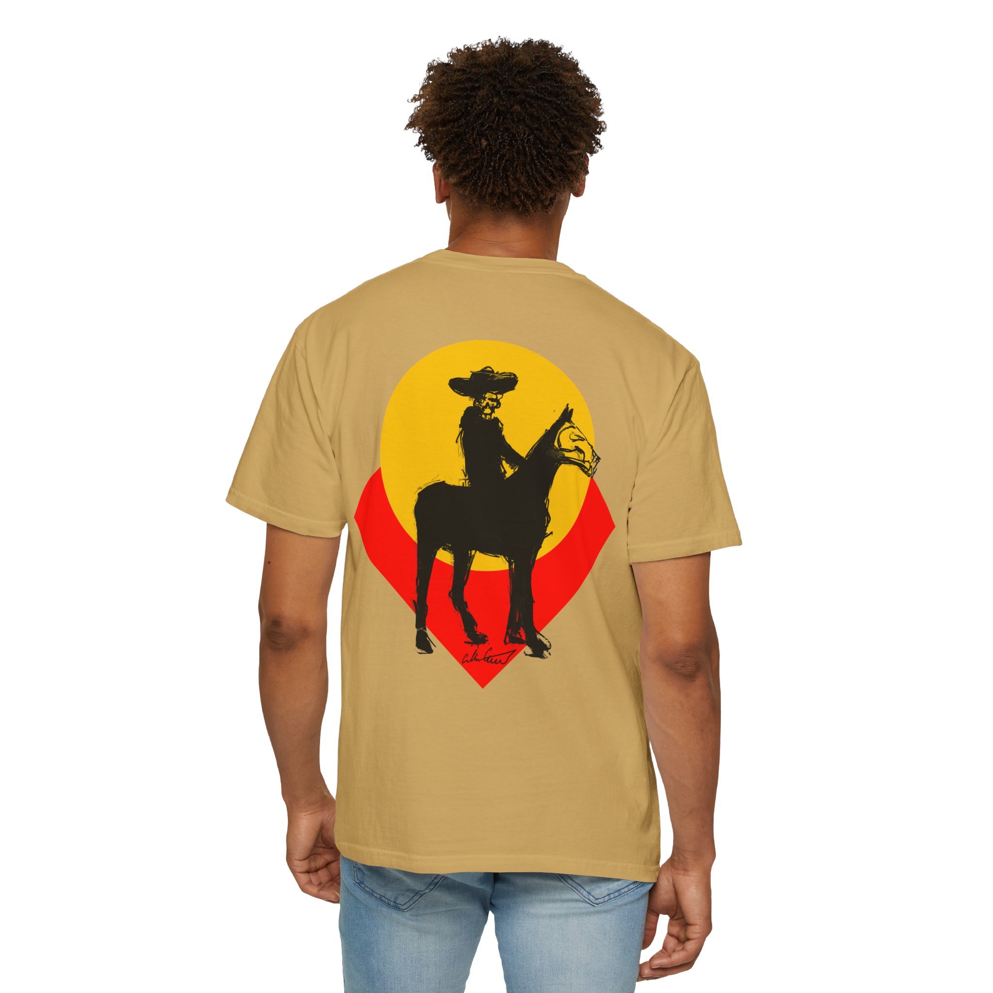 Cowboy Silhouette Horse T-Shirt | Western Rider Graphic Tee - Back Design