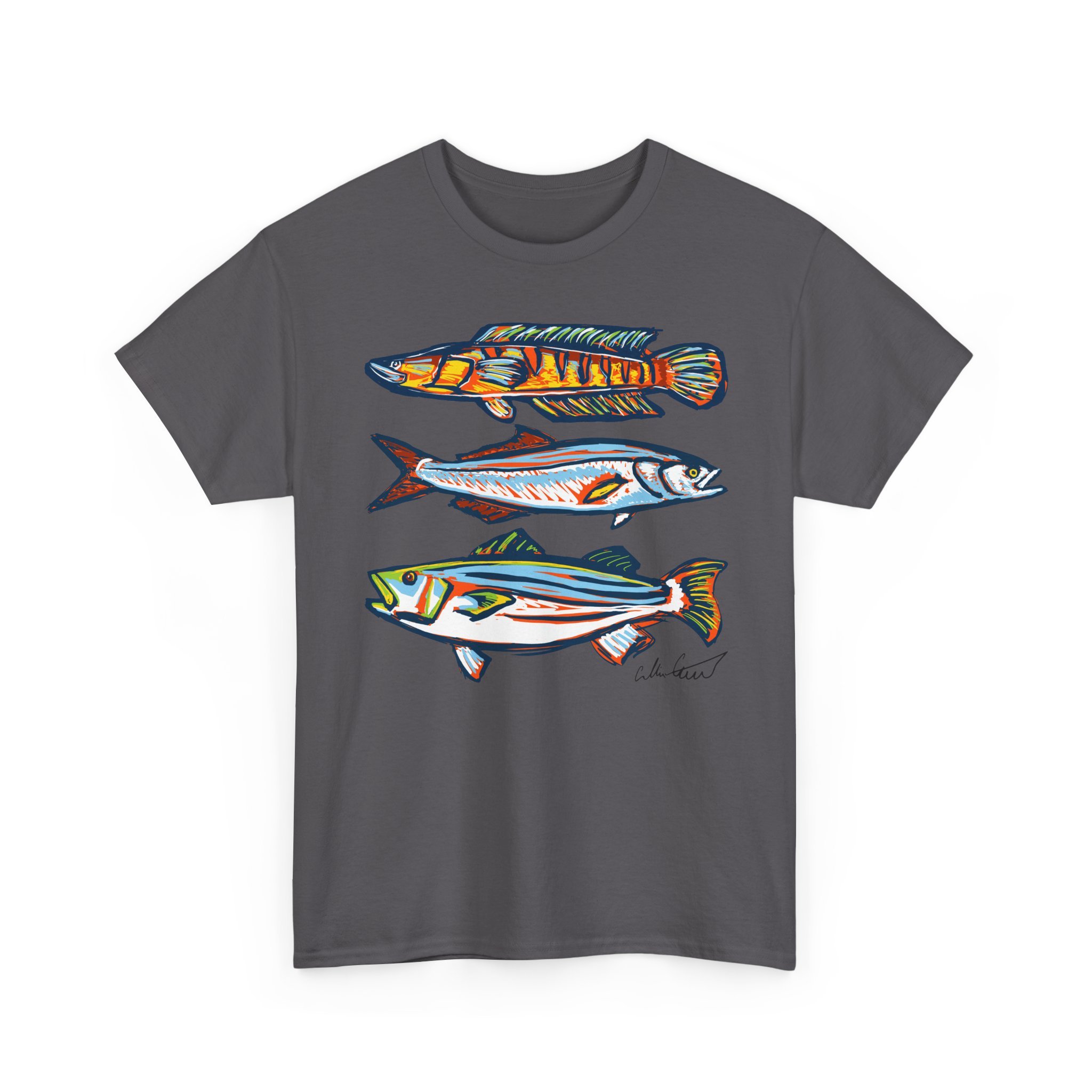 fish gallery grey gray  graphic tee vector art non-ai