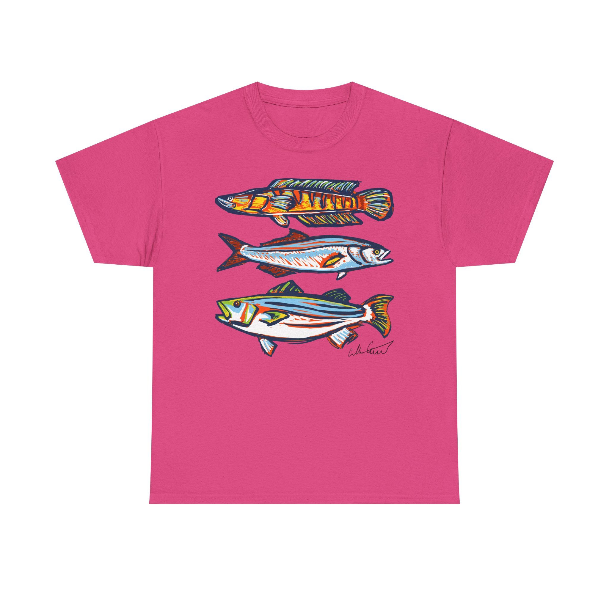 fish gallery pink graphic tee vector art non-ai