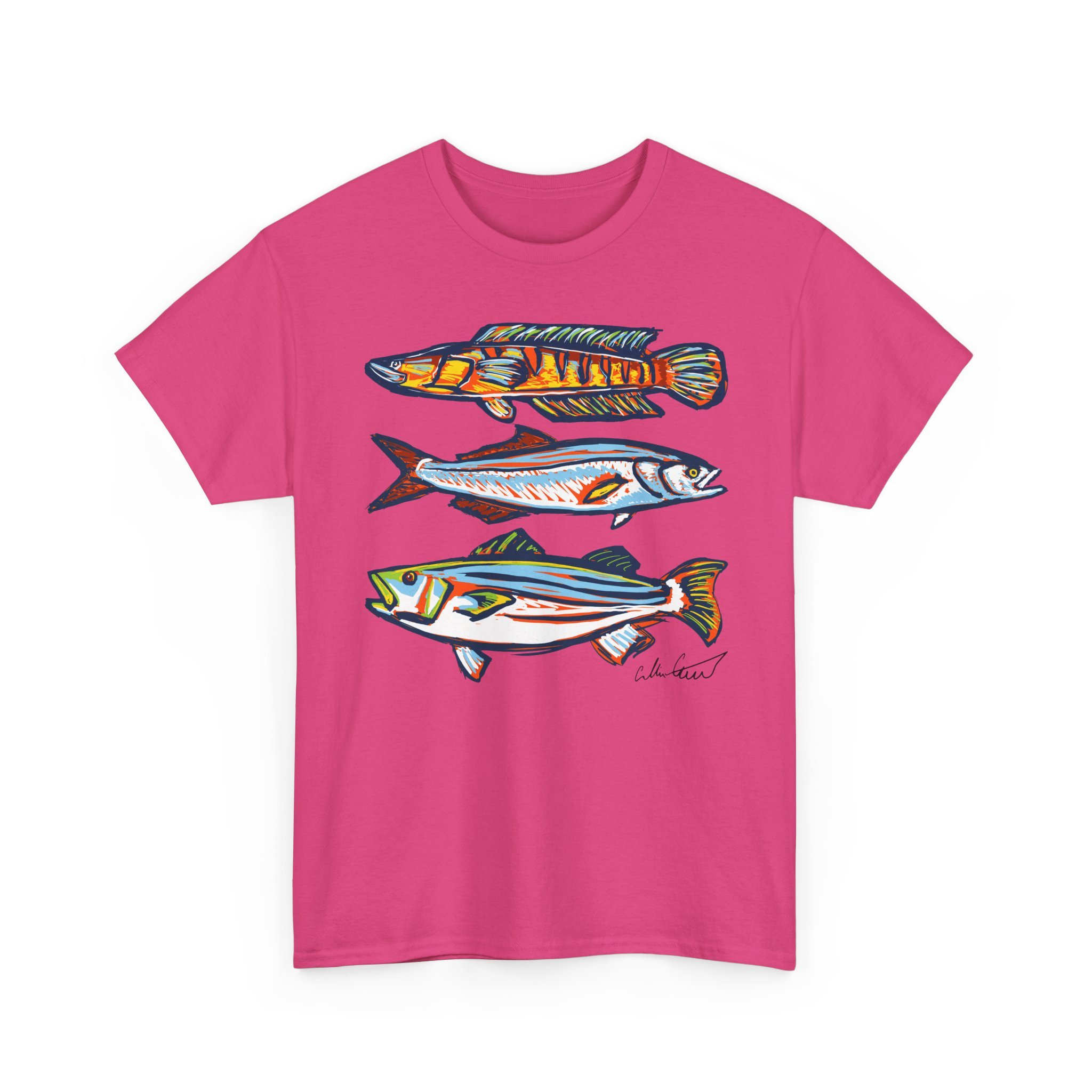 fish gallery pink graphic tee vector art non-ai