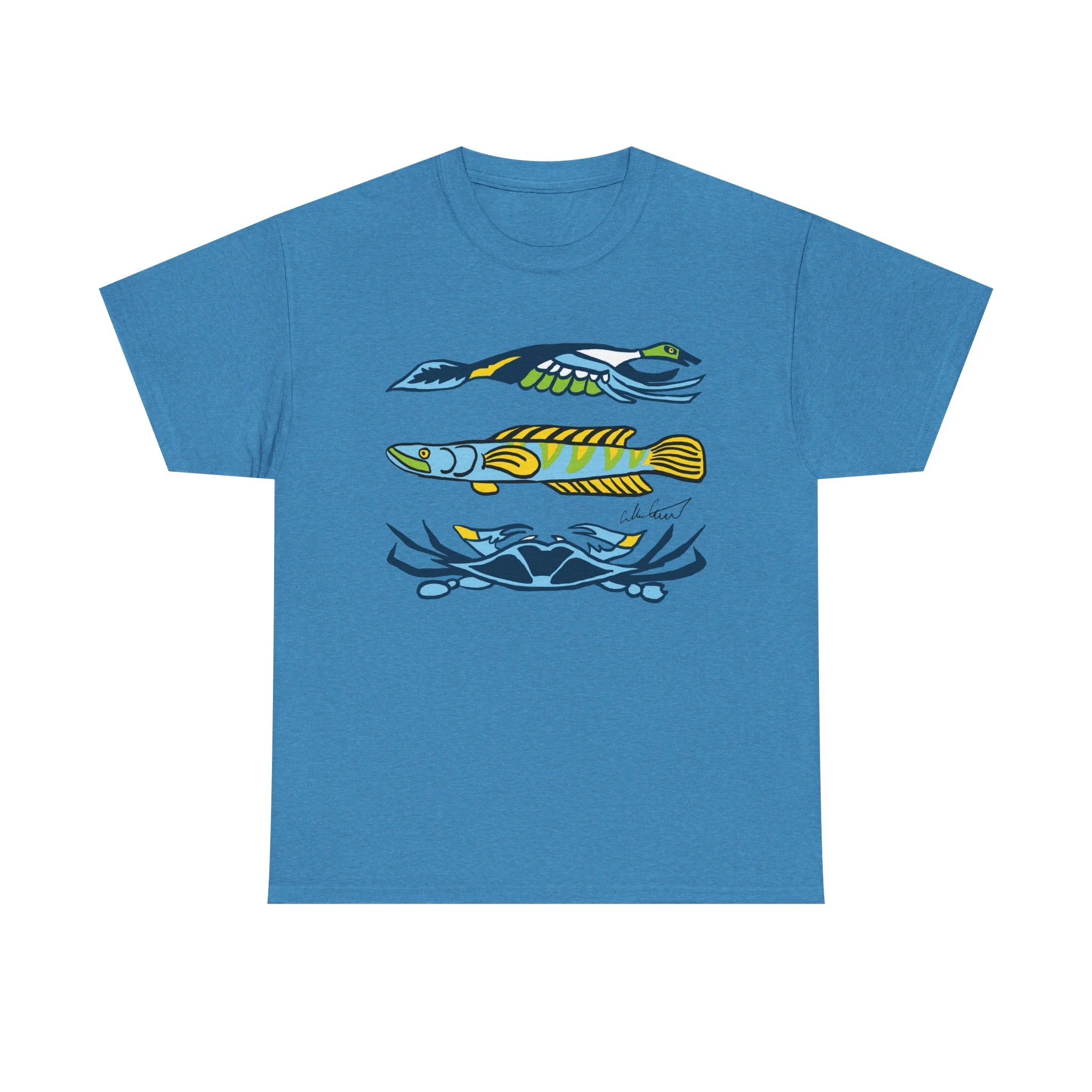 blue graphic tee water animals blue crab