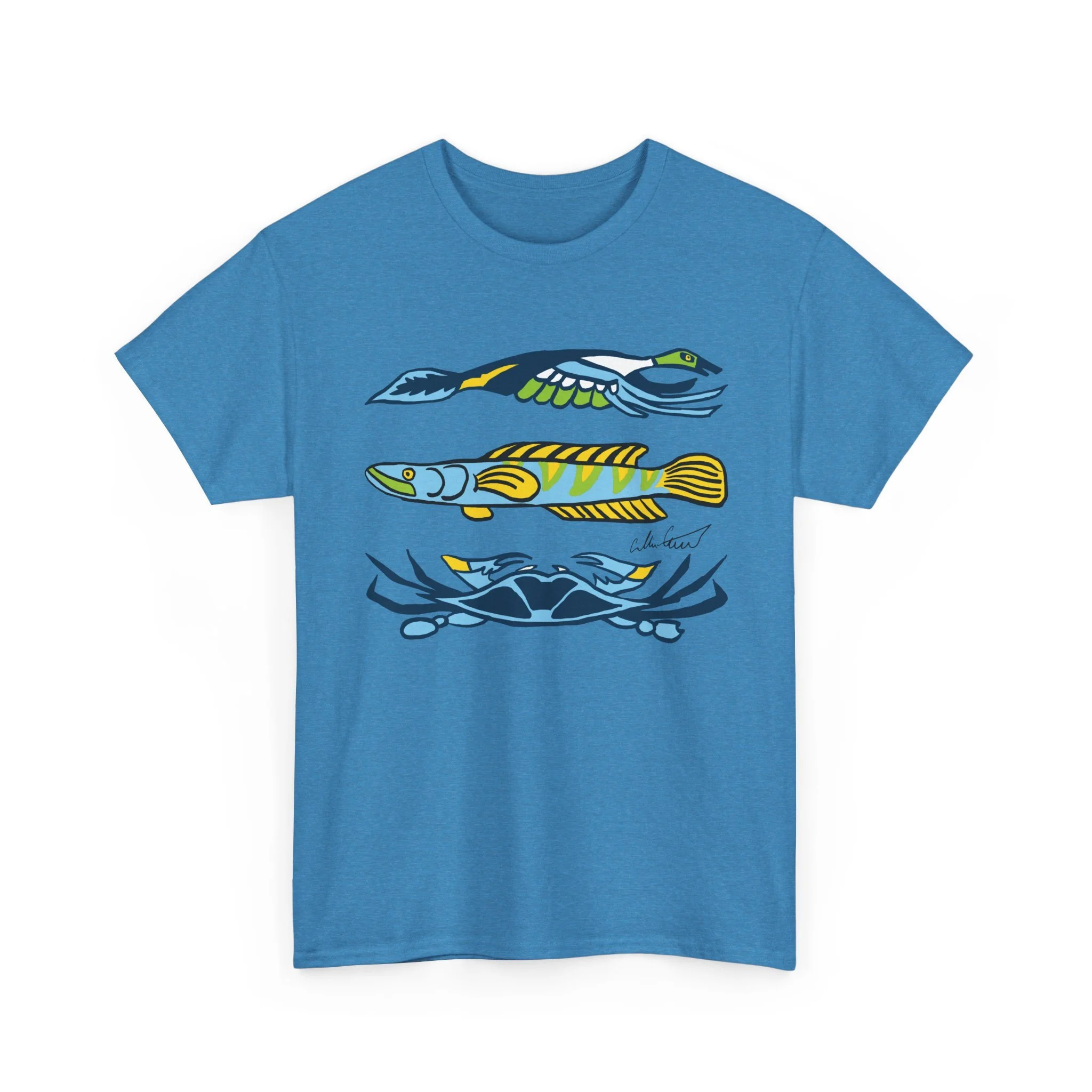 blue graphic tee water animals blue crab