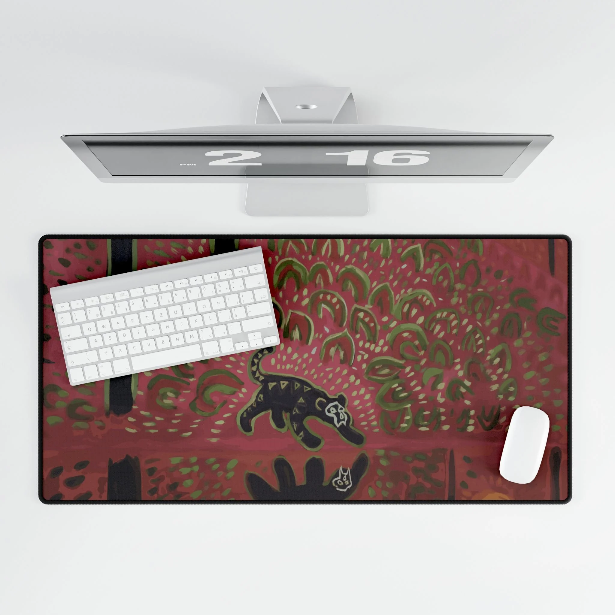 red panther desk mat colorful collin cessna artwork workspace