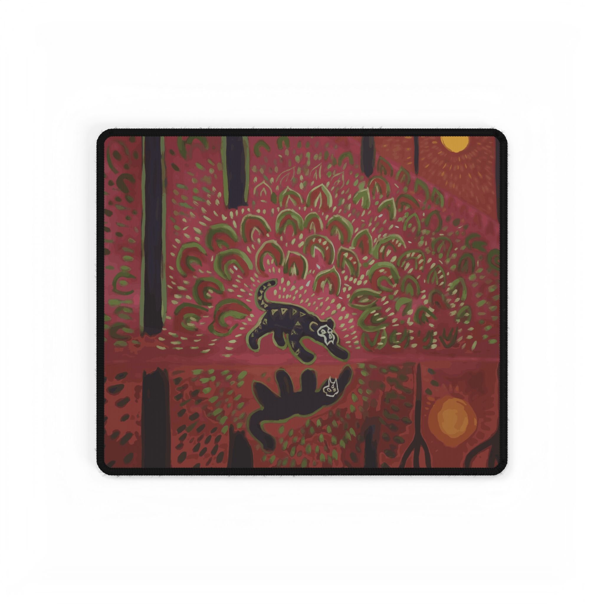 red panther desk mat colorful collin cessna artwork workspace