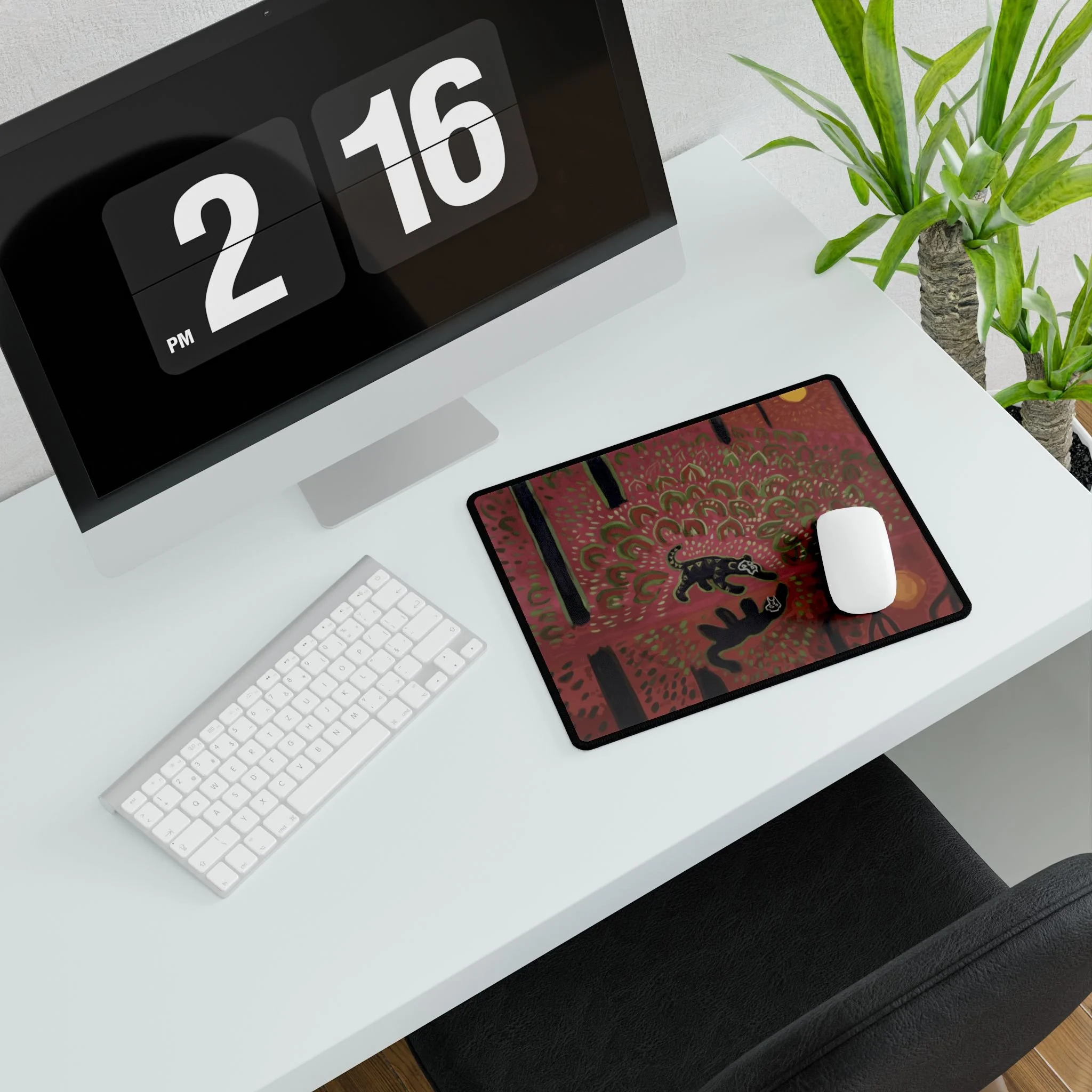 red panther desk mat colorful collin cessna artwork workspace