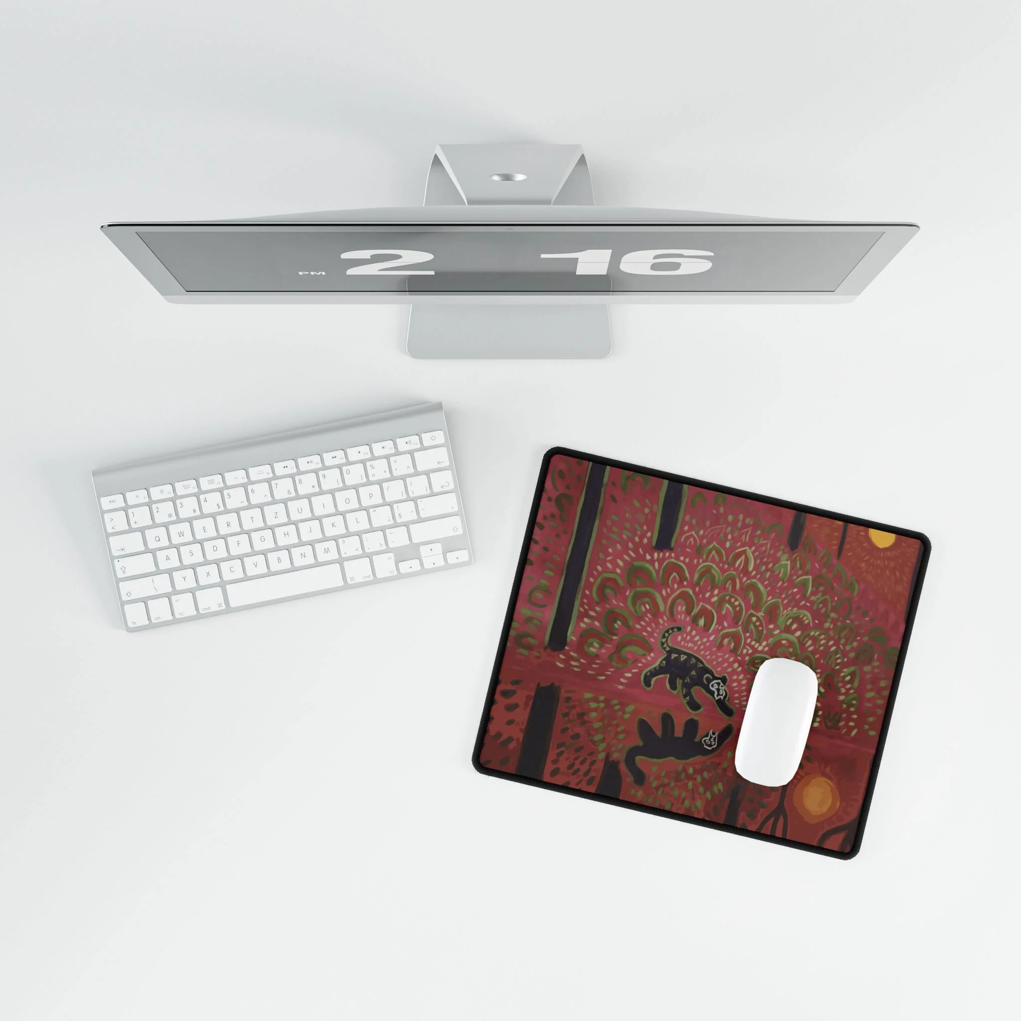 red panther desk mat colorful collin cessna artwork workspace