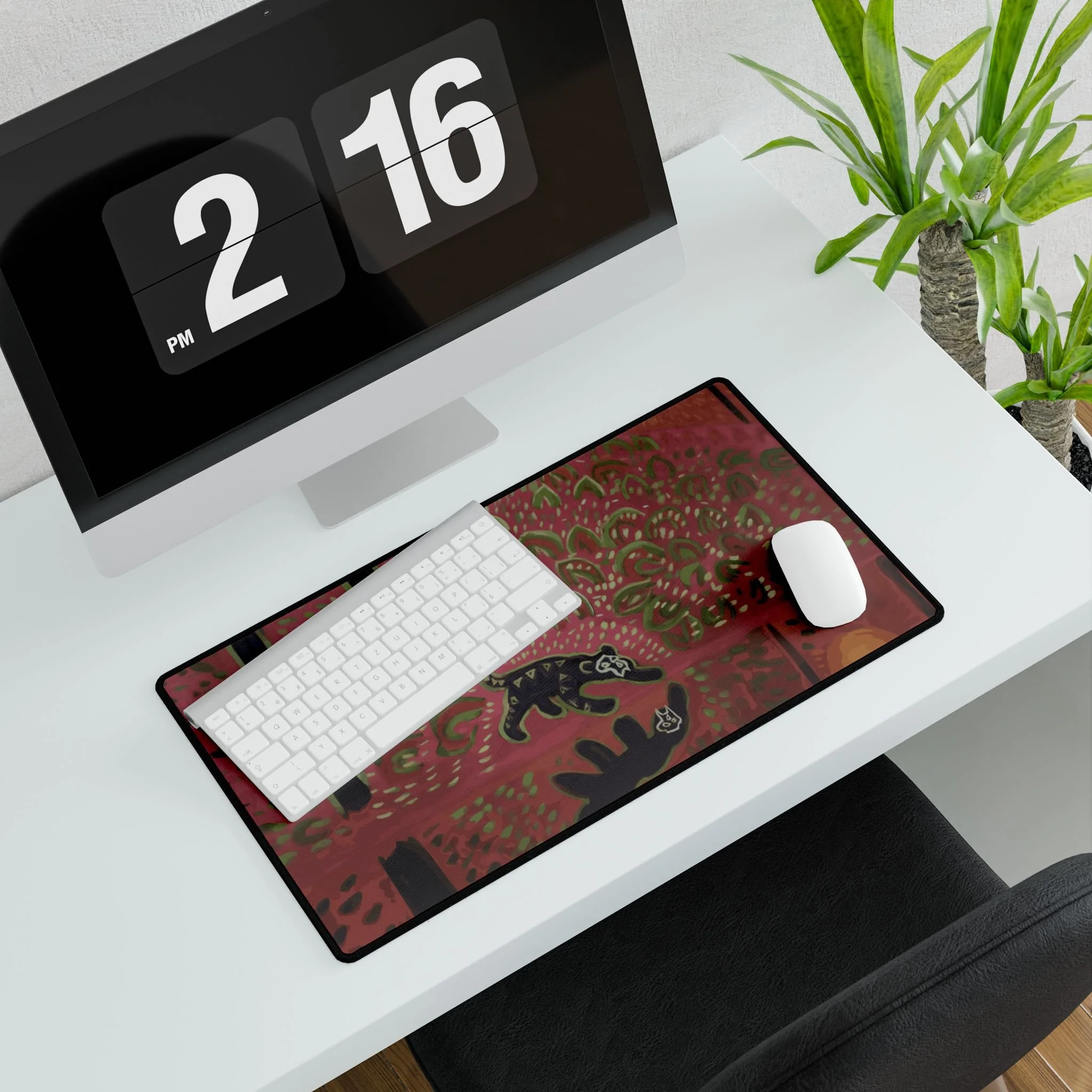 red panther desk mat colorful collin cessna artwork workspace playmat