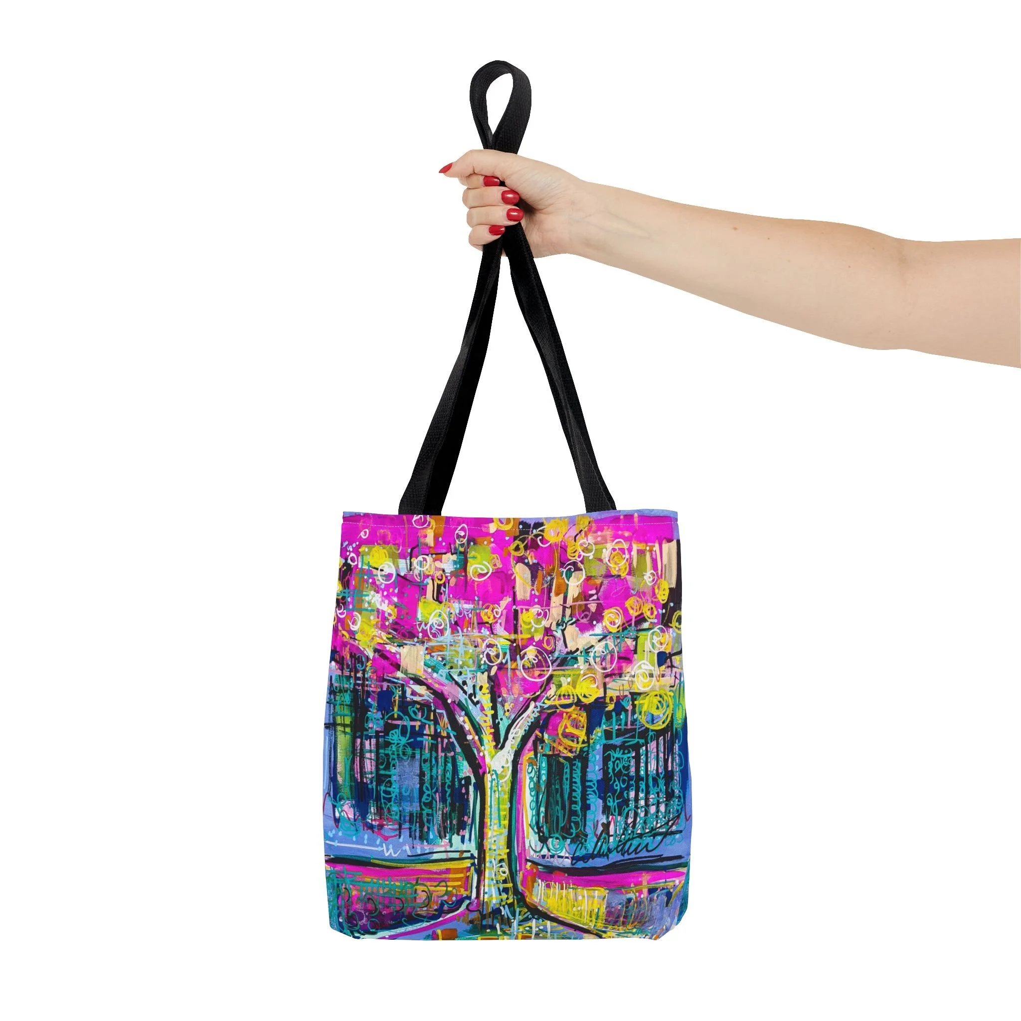 Colorful design tree collin cessna tote bag