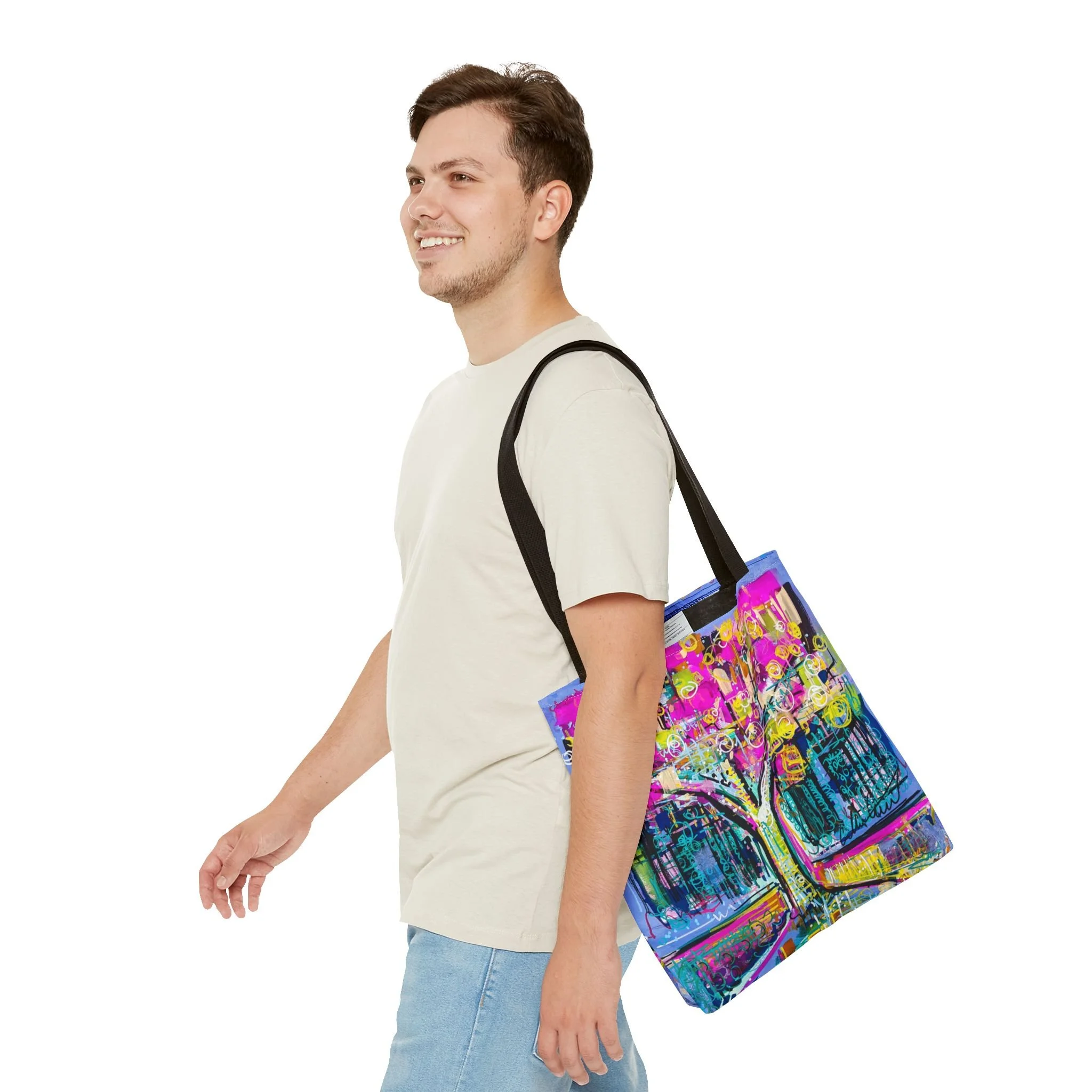 Colorful design tree collin cessna tote bag