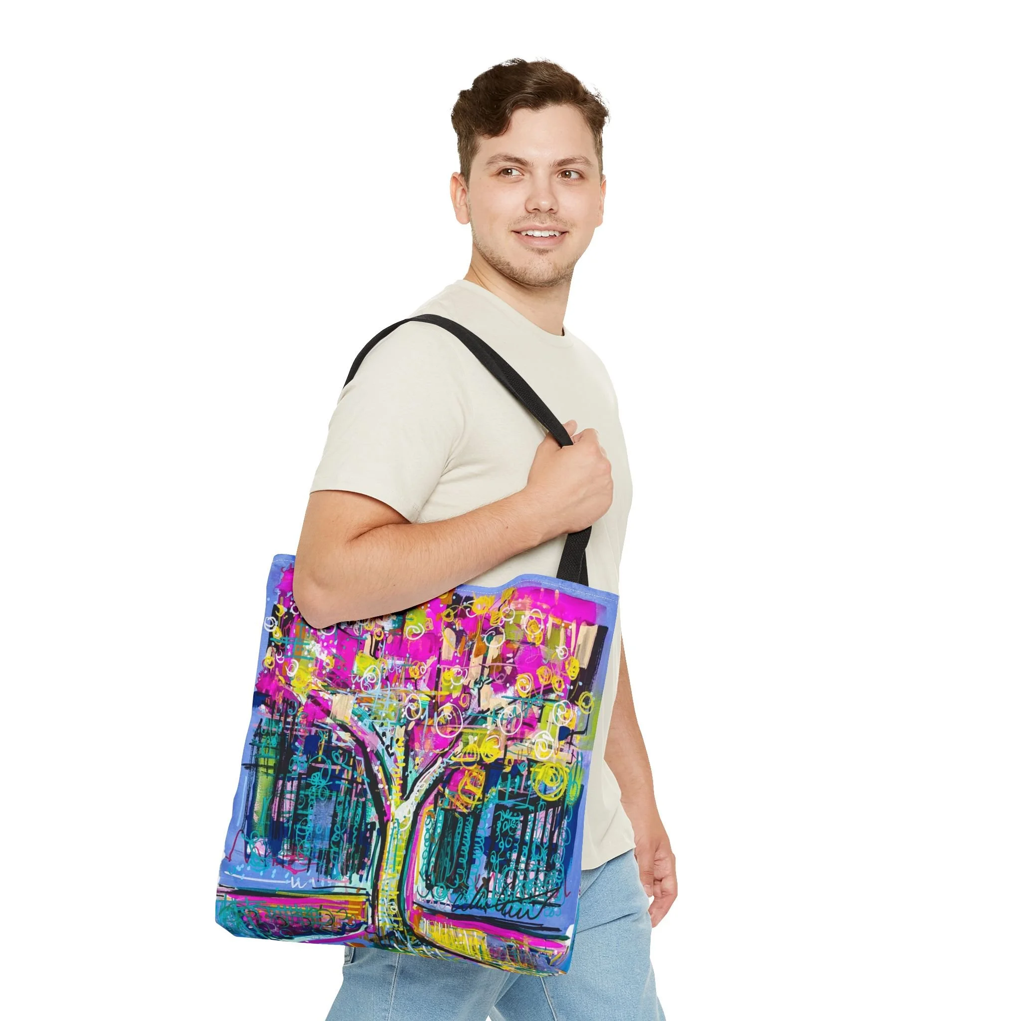 Colorful design tree collin cessna tote bag