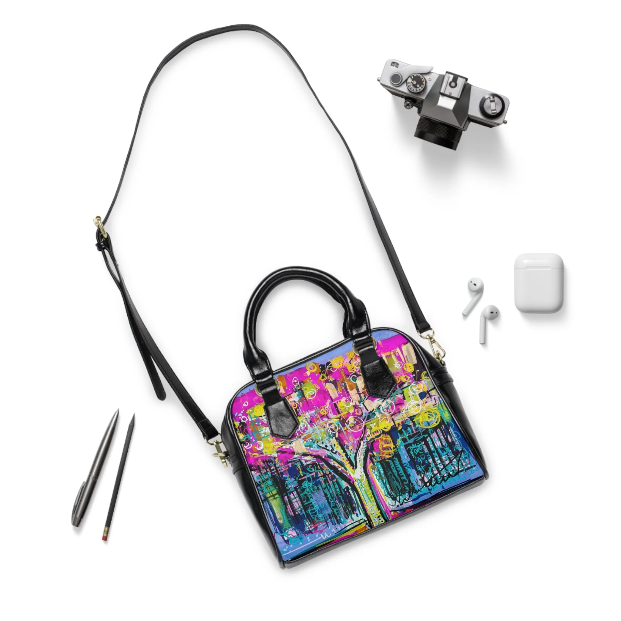 Colorful design tree collin cessna bag art