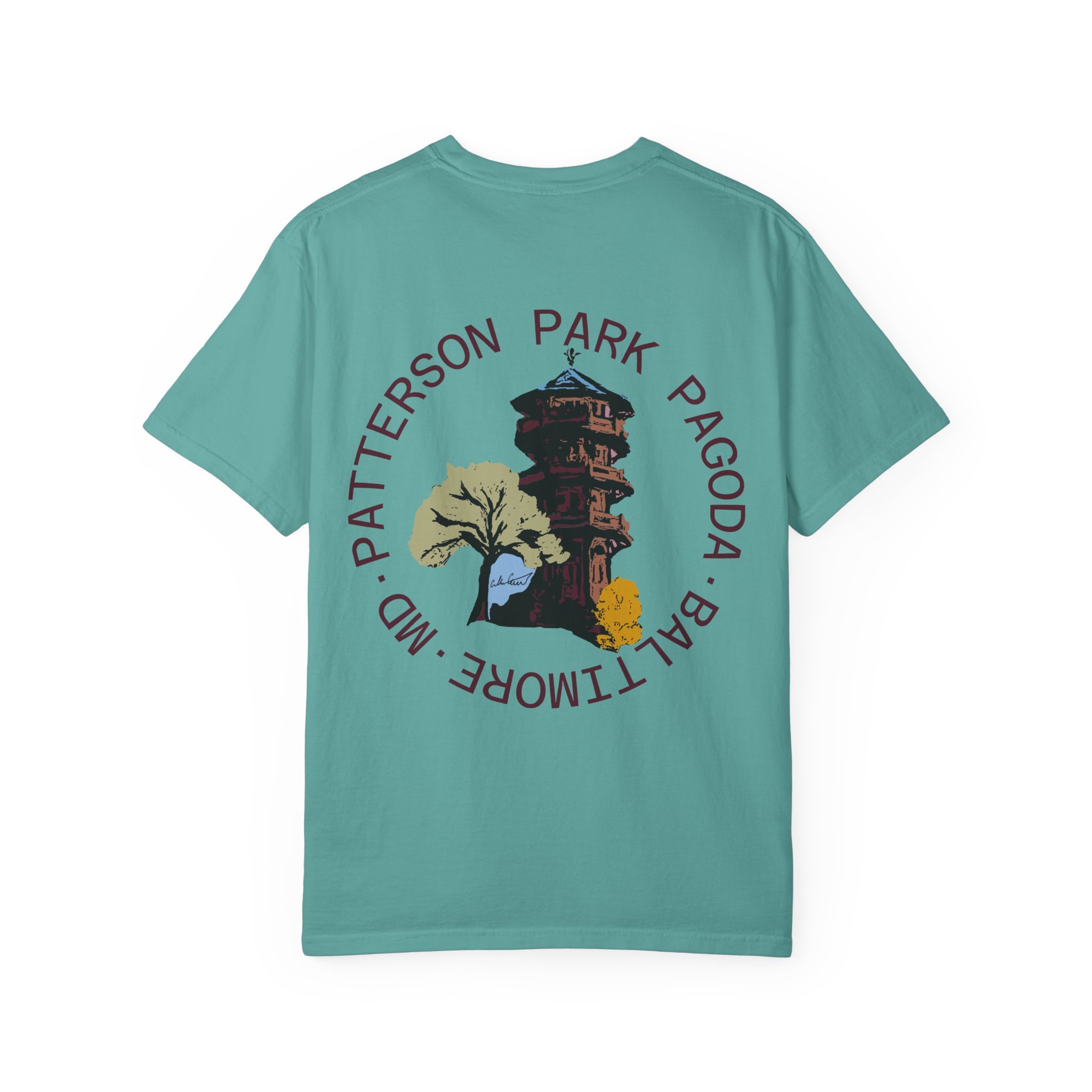 patterson park pagoda graphic tee collin cessna local artist digital art