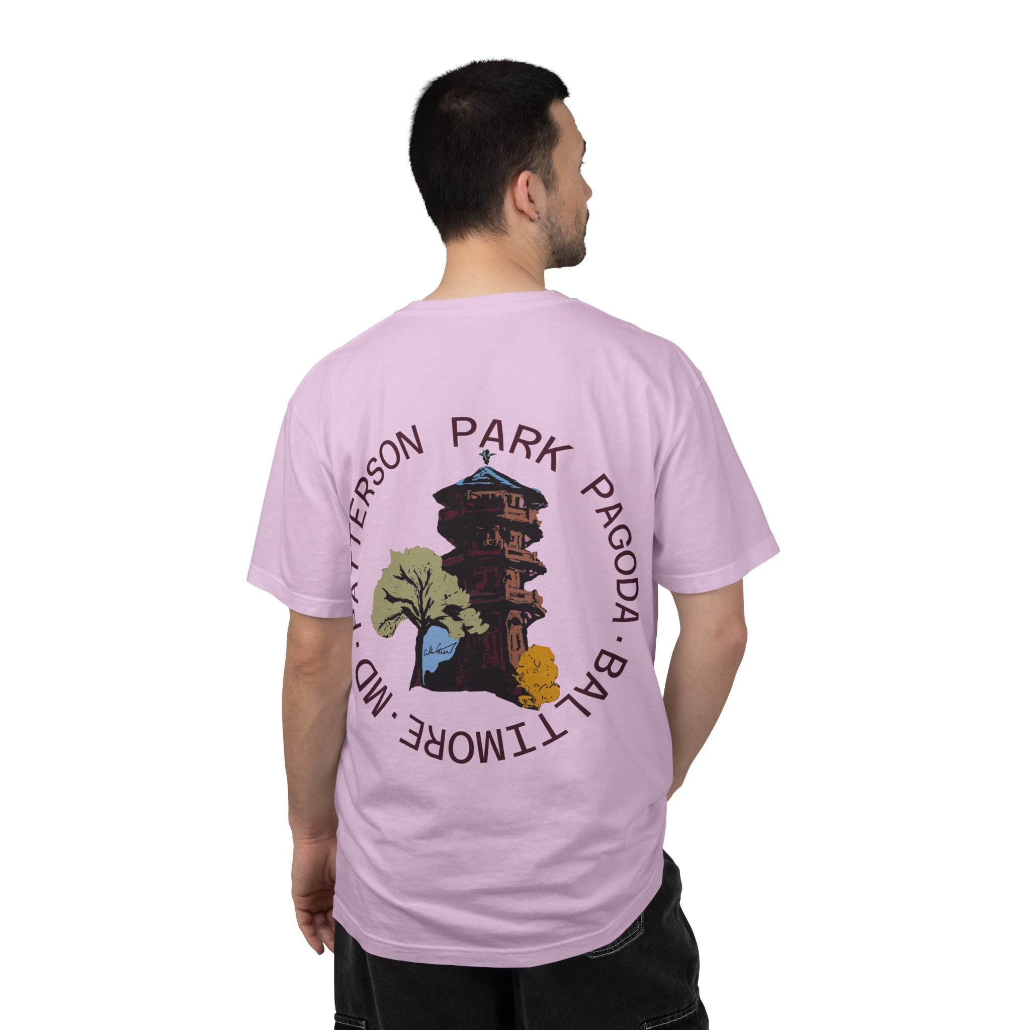 patterson park pagoda graphic tee collin cessna local artist digital art