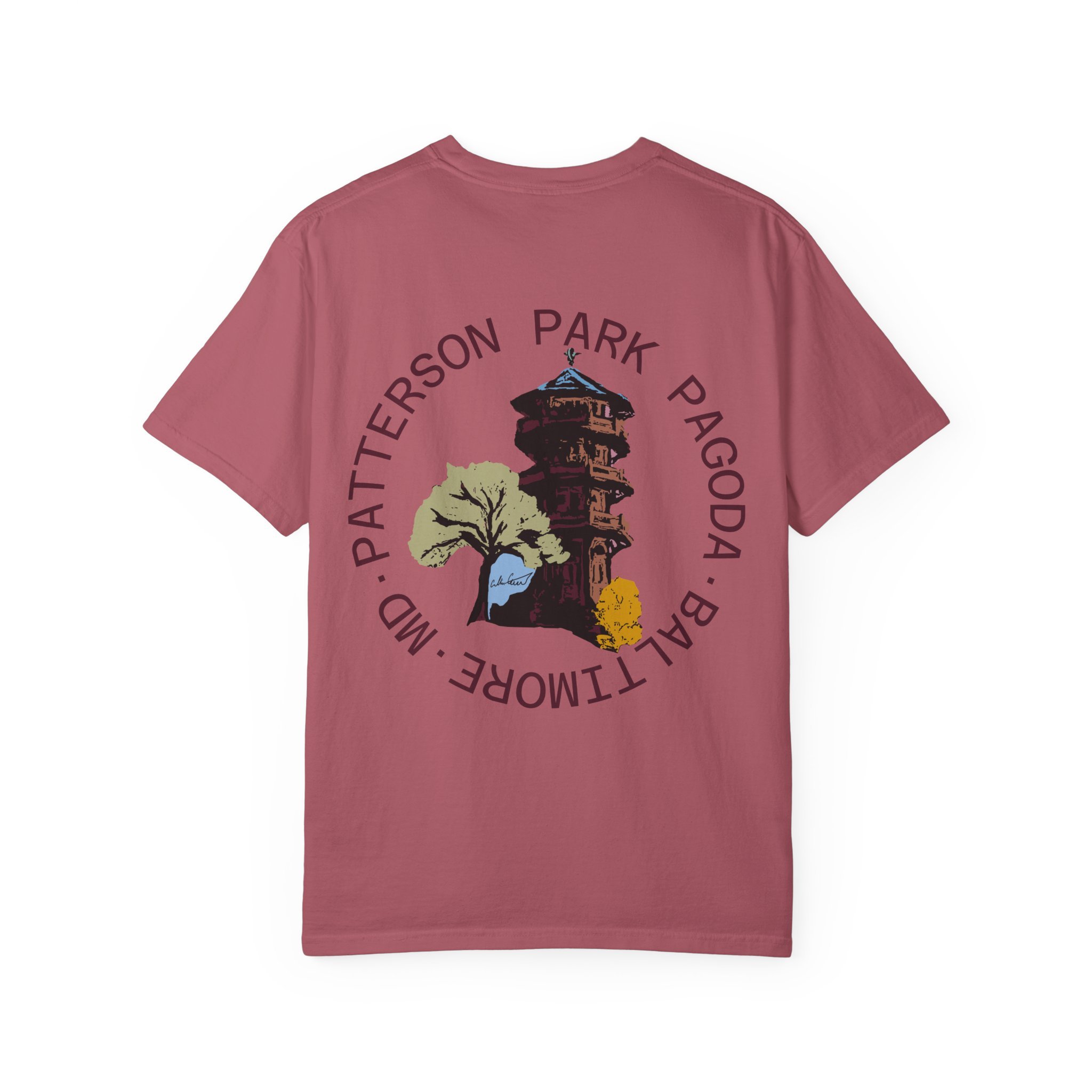 patterson park pagoda graphic tee collin cessna local artist digital art