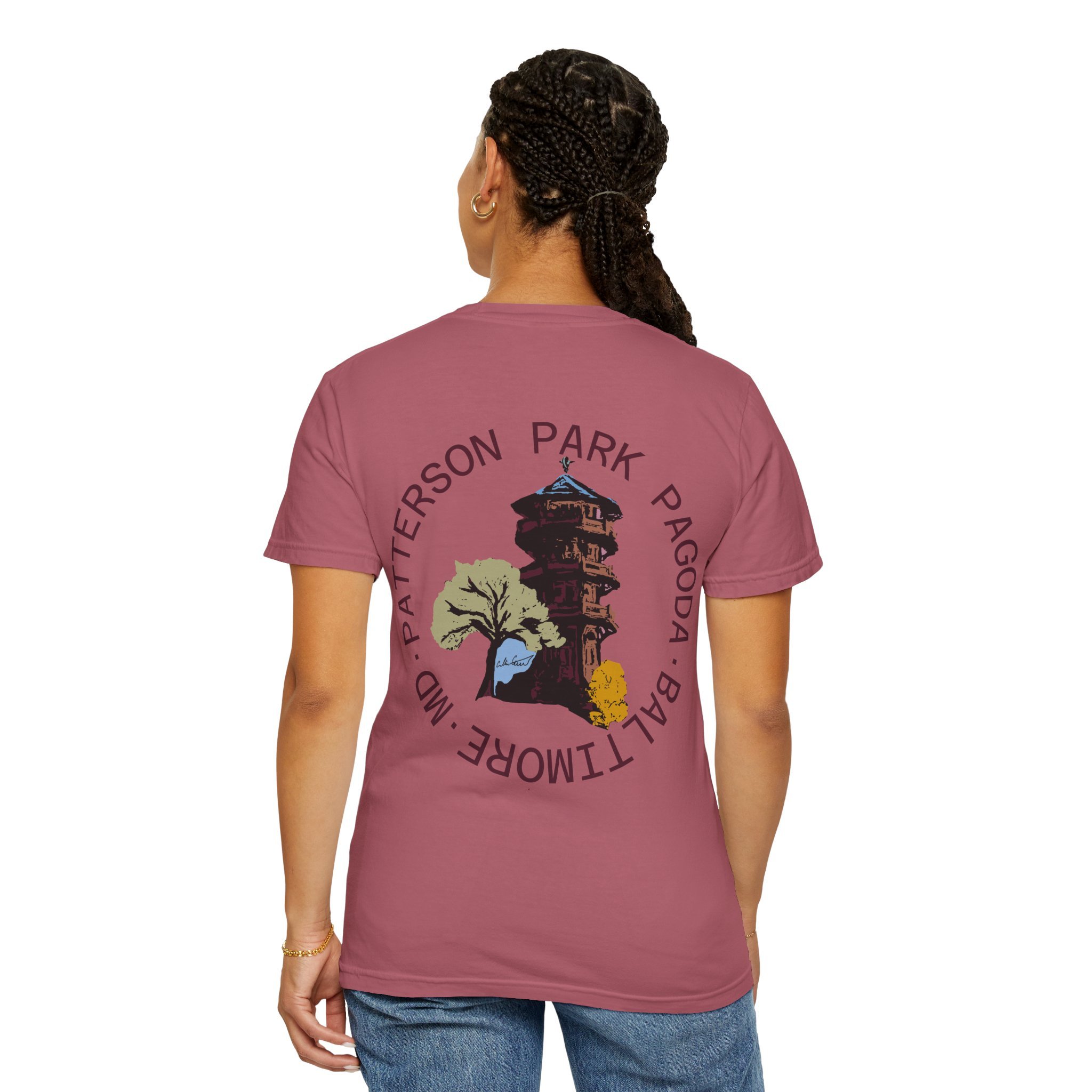 patterson park pagoda graphic tee collin cessna local artist digital art