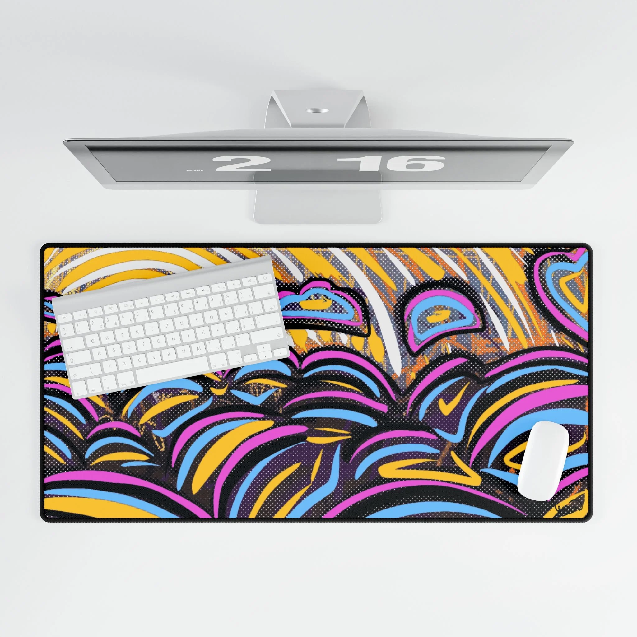 colorful sun desk mat collin cessna digital art