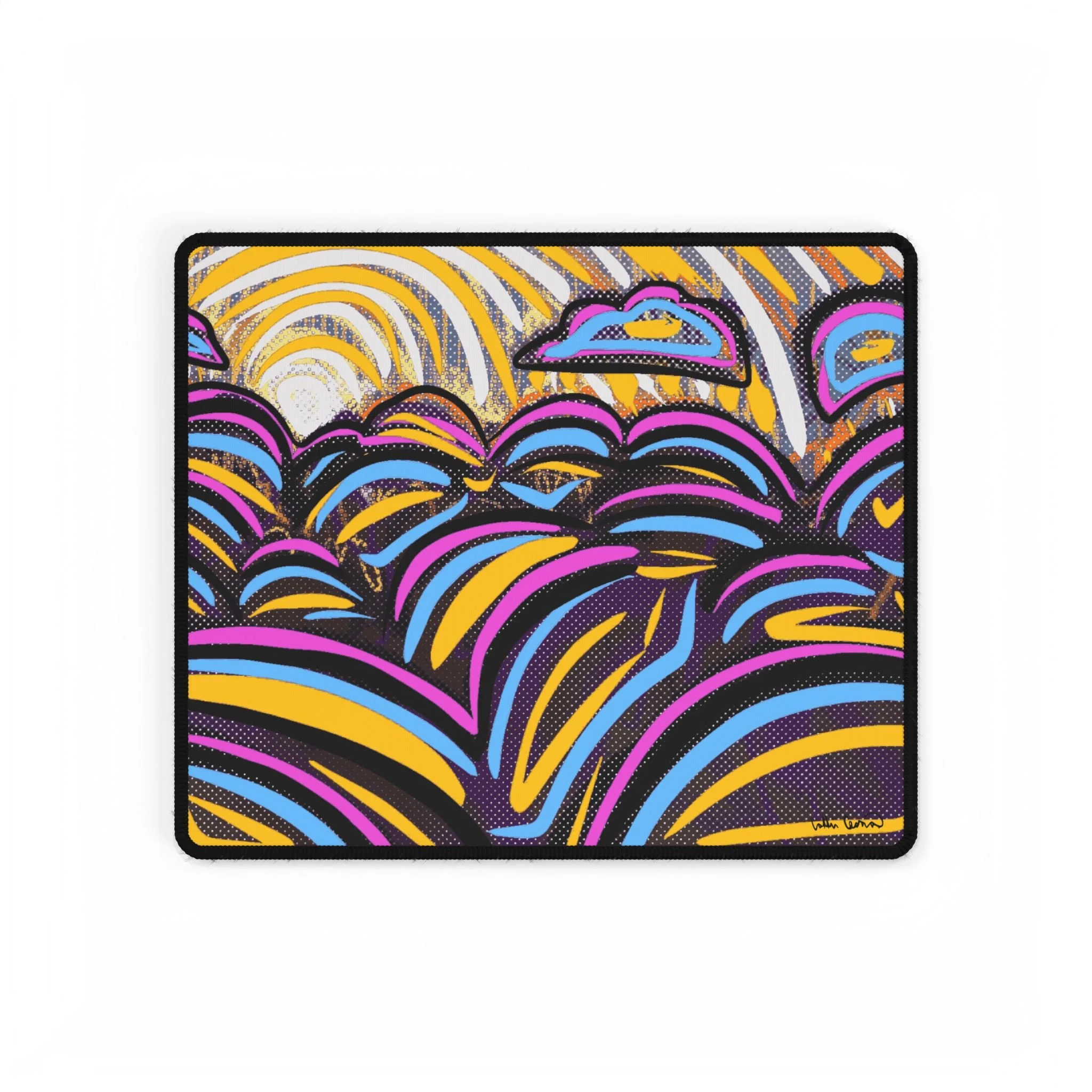 colorful sun desk mat collin cessna digital art