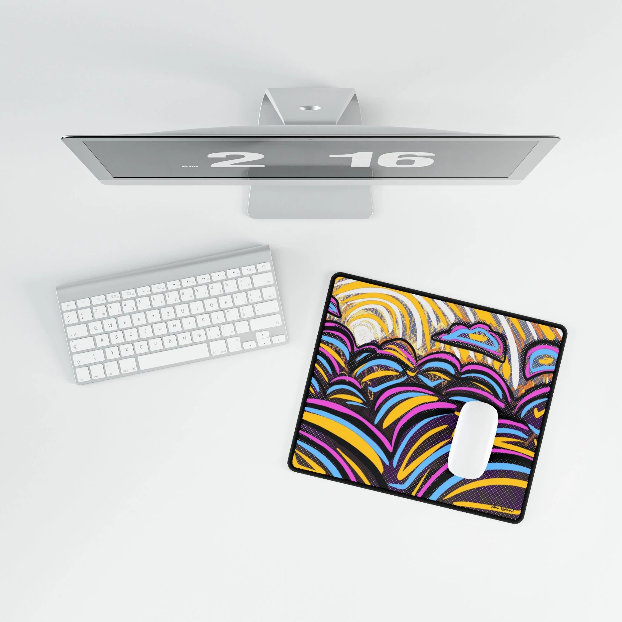 colorful sun desk mat collin cessna digital art