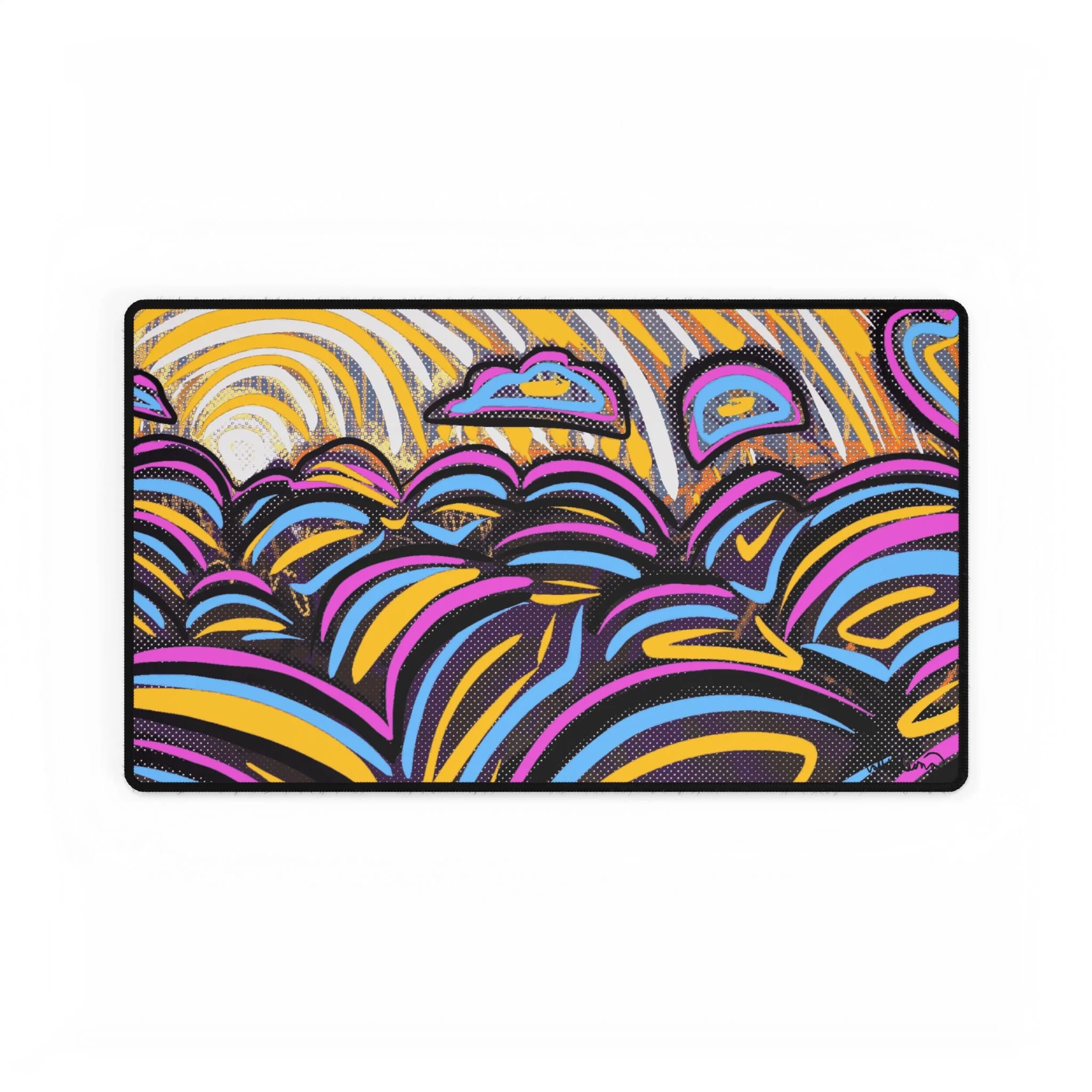 colorful sun desk mat collin cessna digital art