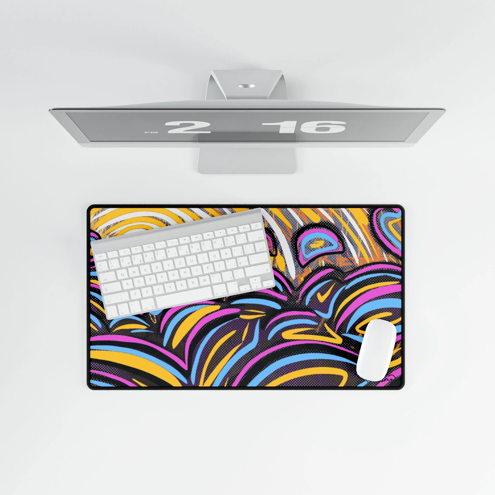colorful sun desk mat collin cessna digital art