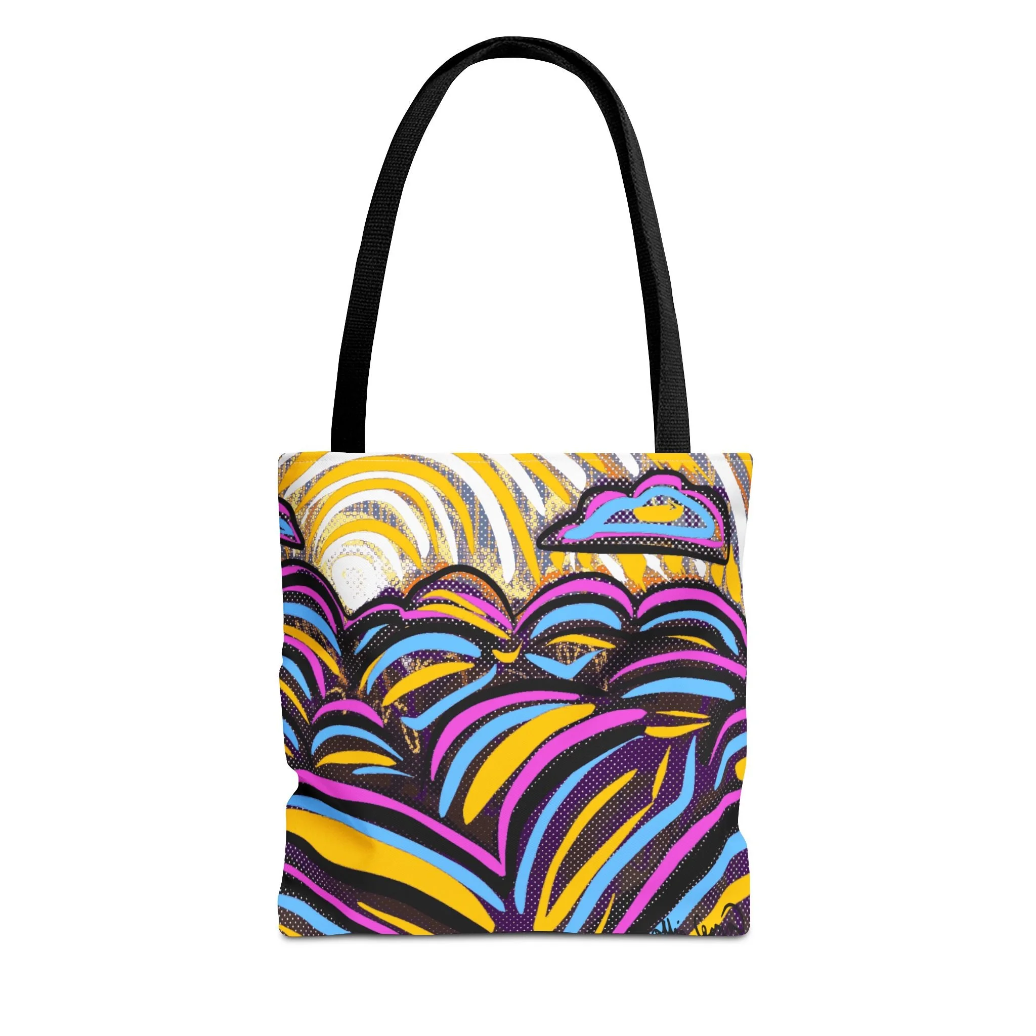 colorful sun tote bag collin cessna digital art