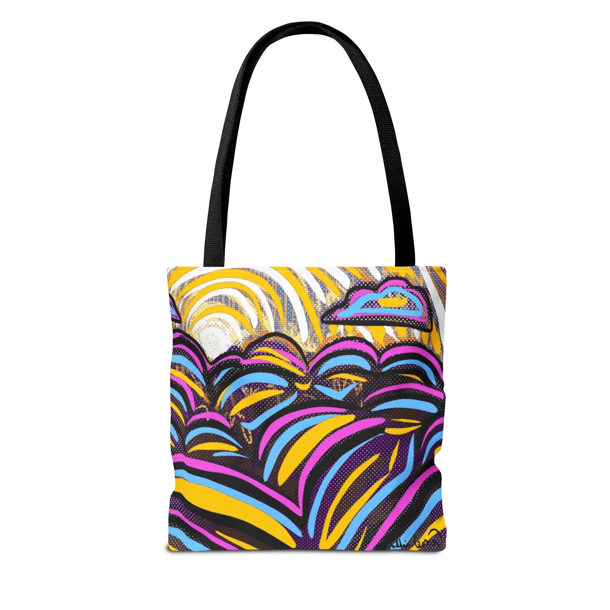 colorful sun tote bag collin cessna digital art