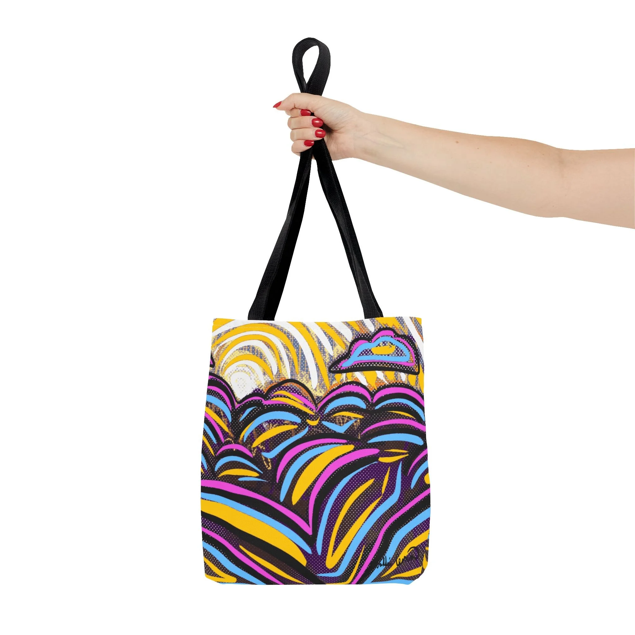 colorful sun tote bag collin cessna digital art