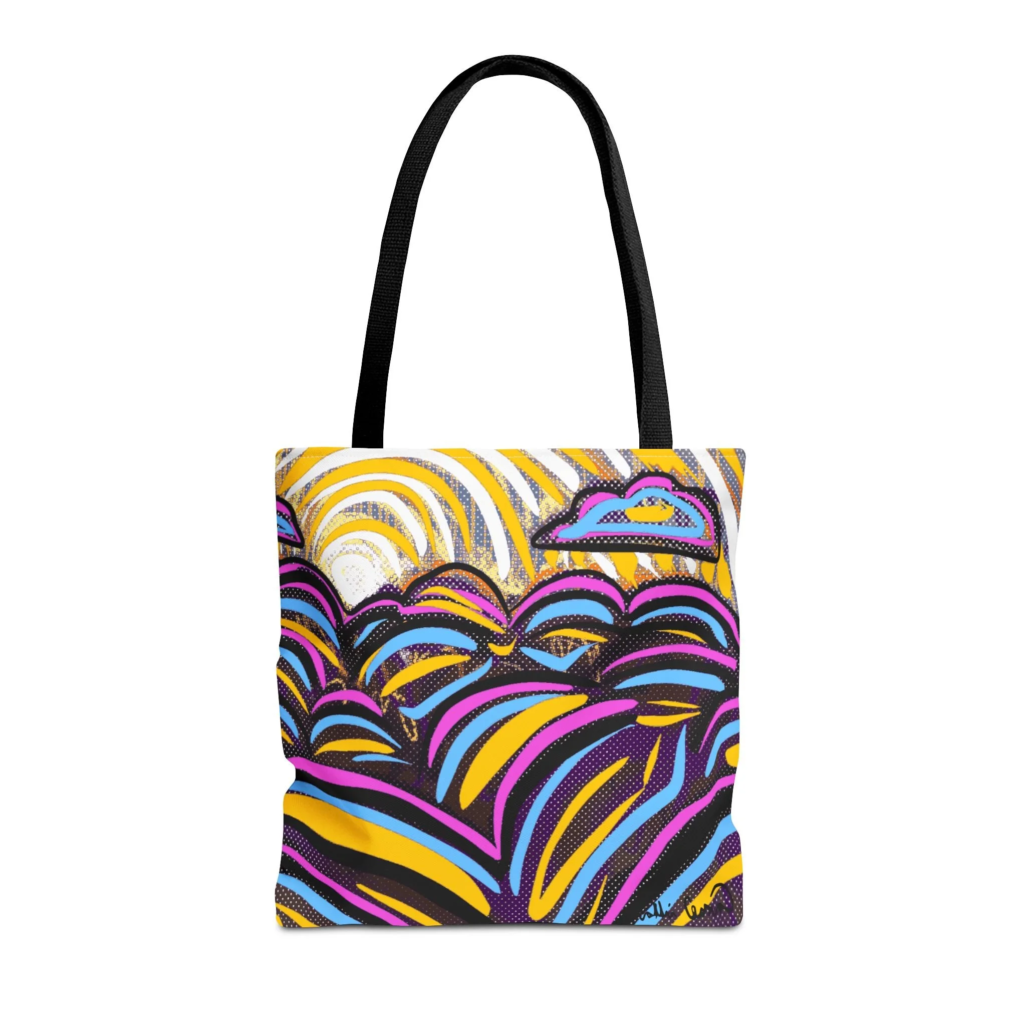 colorful sun tote bag collin cessna digital art