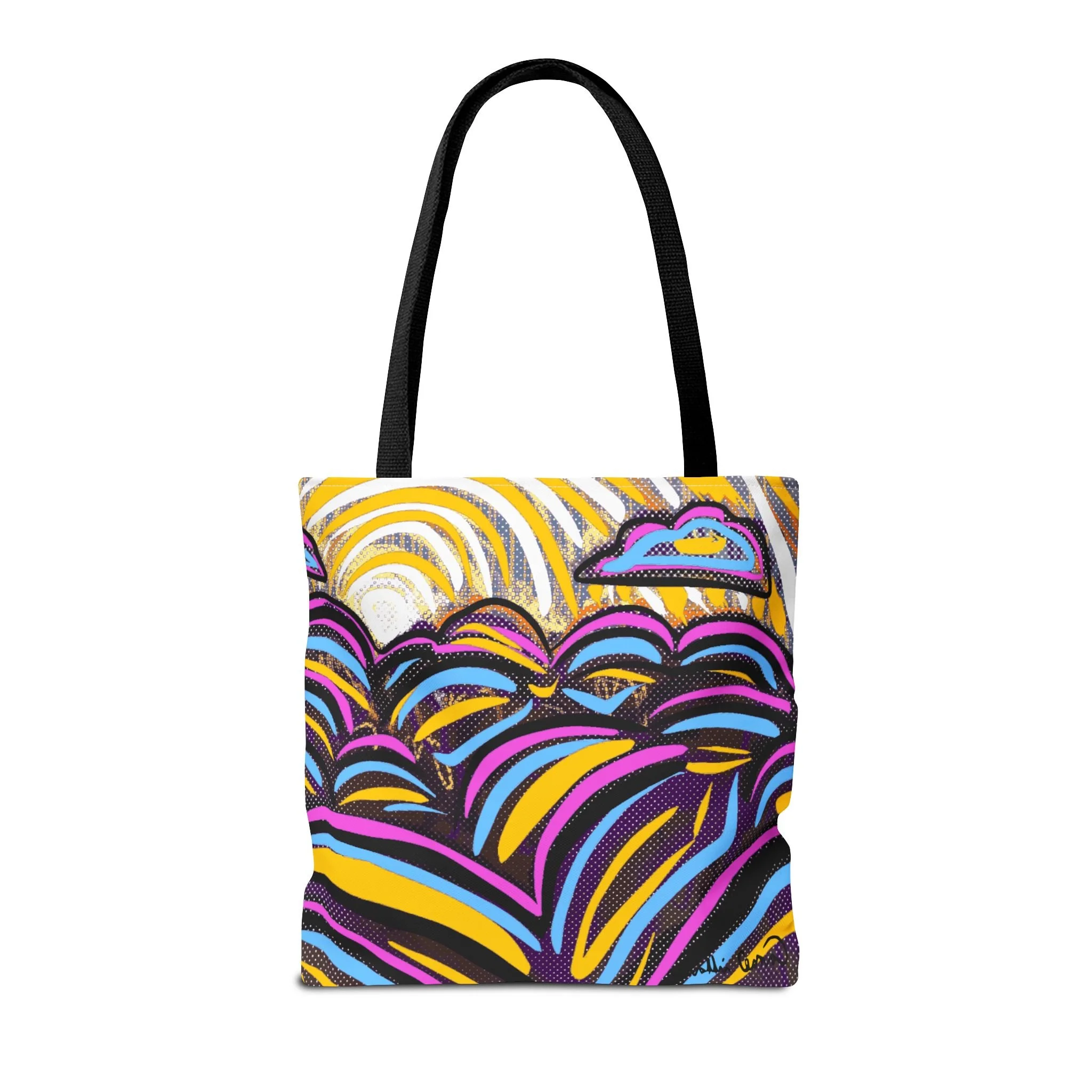 colorful sun tote bag collin cessna digital art