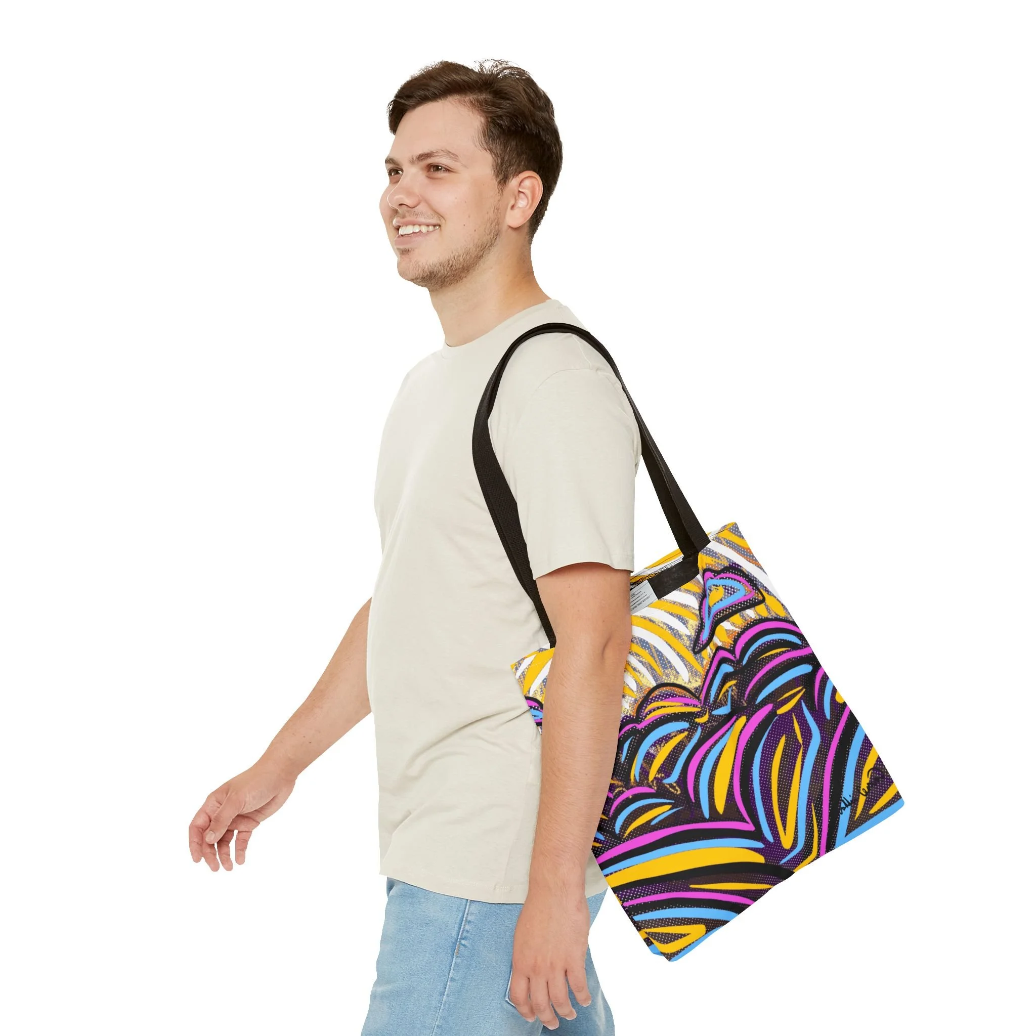 colorful sun tote bag collin cessna digital art