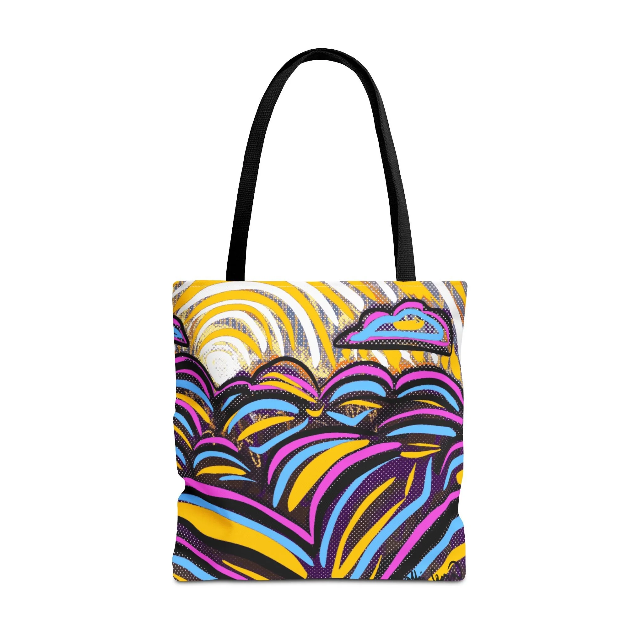 colorful sun tote bag collin cessna digital art