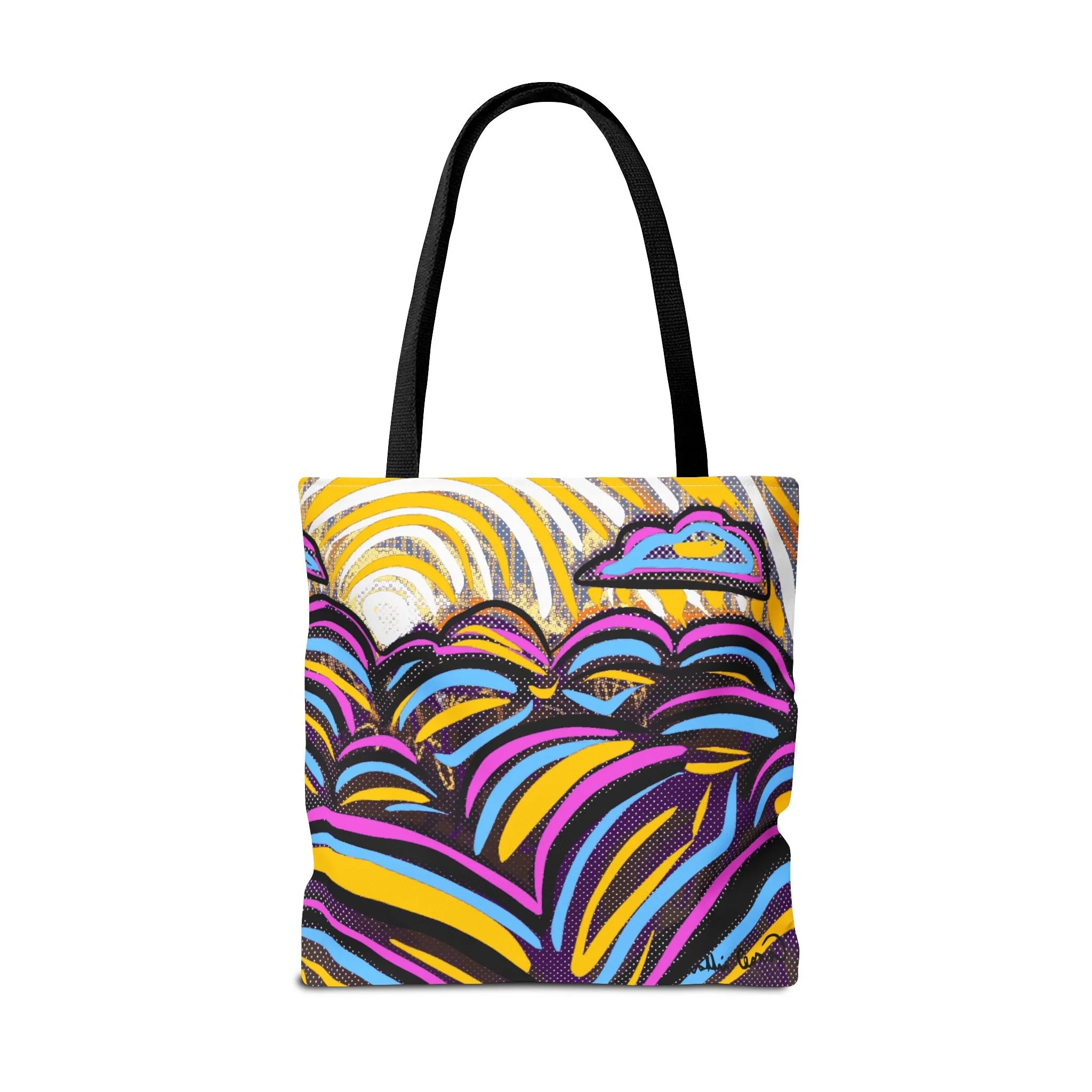colorful sun tote bag collin cessna digital art