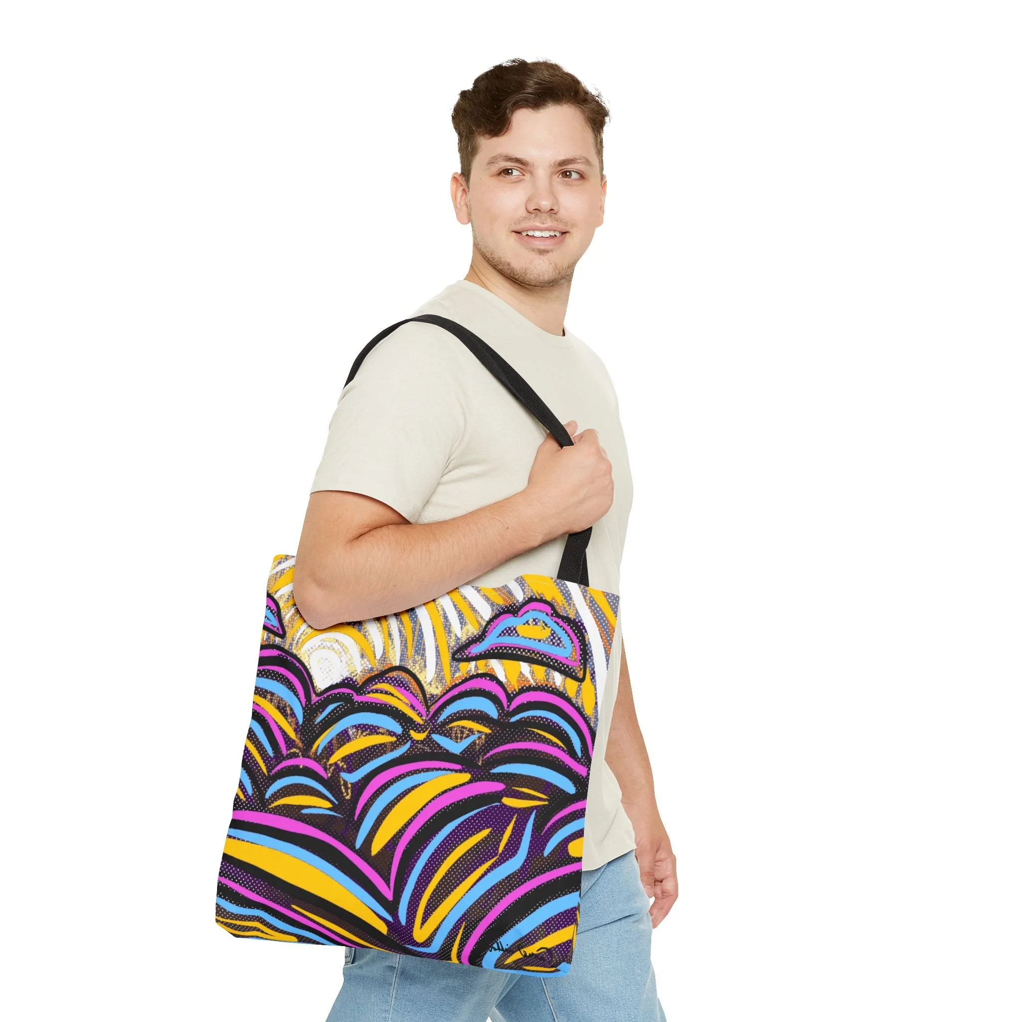 colorful sun tote bag collin cessna digital art