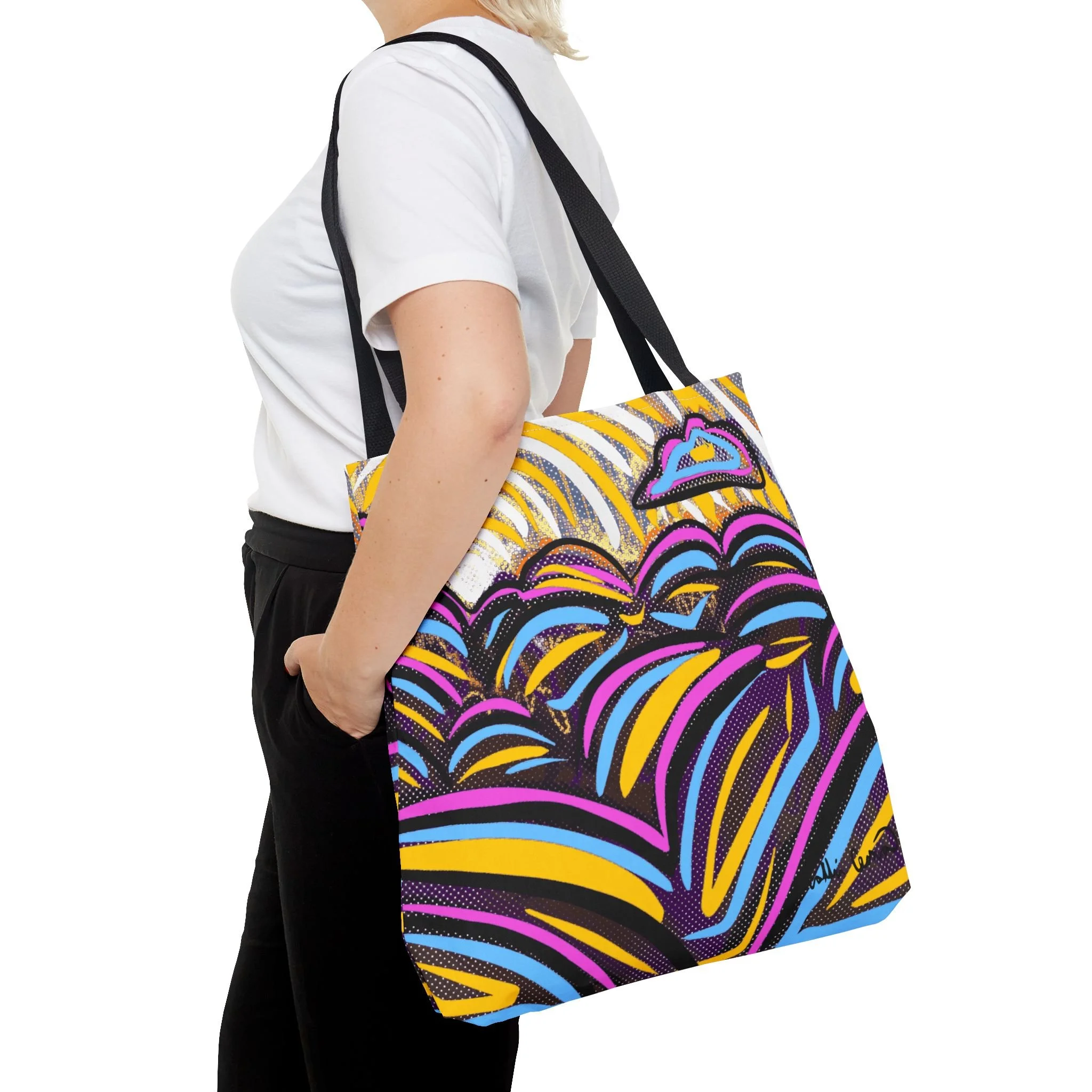 colorful sun tote bag collin cessna digital art
