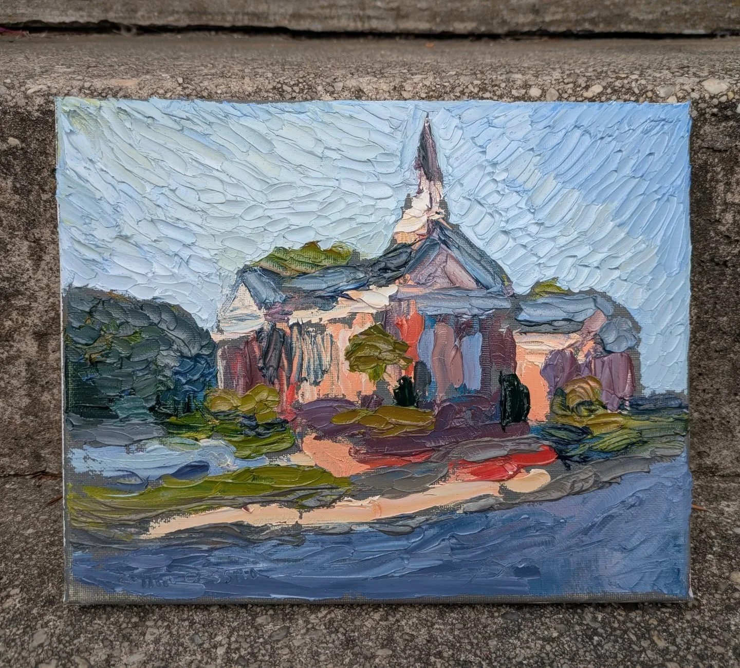 I just finished this plein air painting of @hisschurch on Harford Road! This is an oil painting on 8" x 10" canvas and was completed using only a palette knife. I think using a palette knife might become my new obsession lol. I'm proud of t